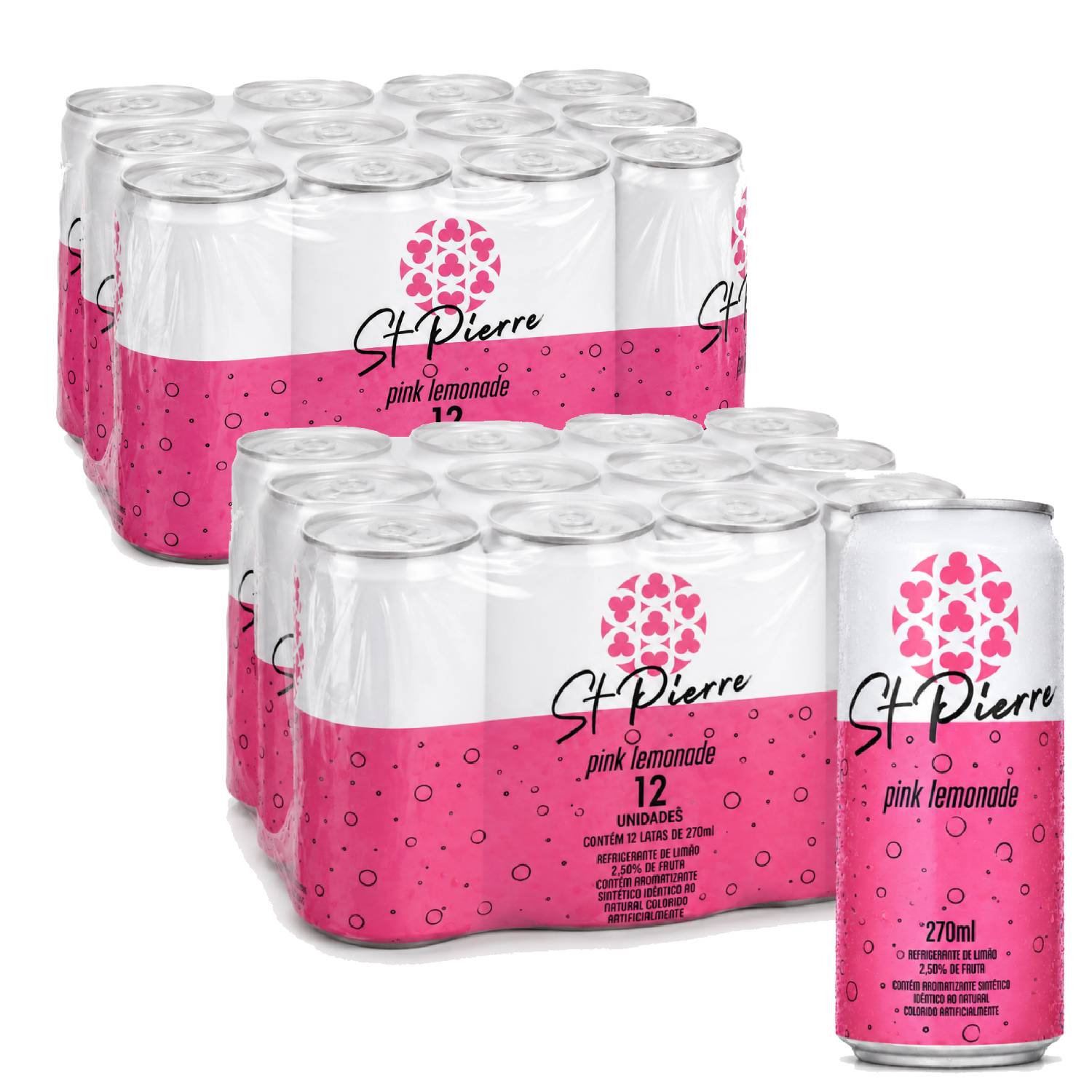 Kit 24 Refrigerante Pink Lemonade St PIERRE Lata 270ml