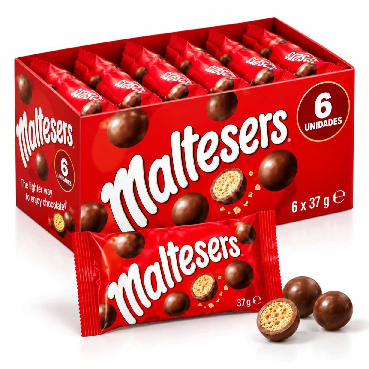 Kit 6 Biscoito Maltesers Crocante com Chocolate 37g