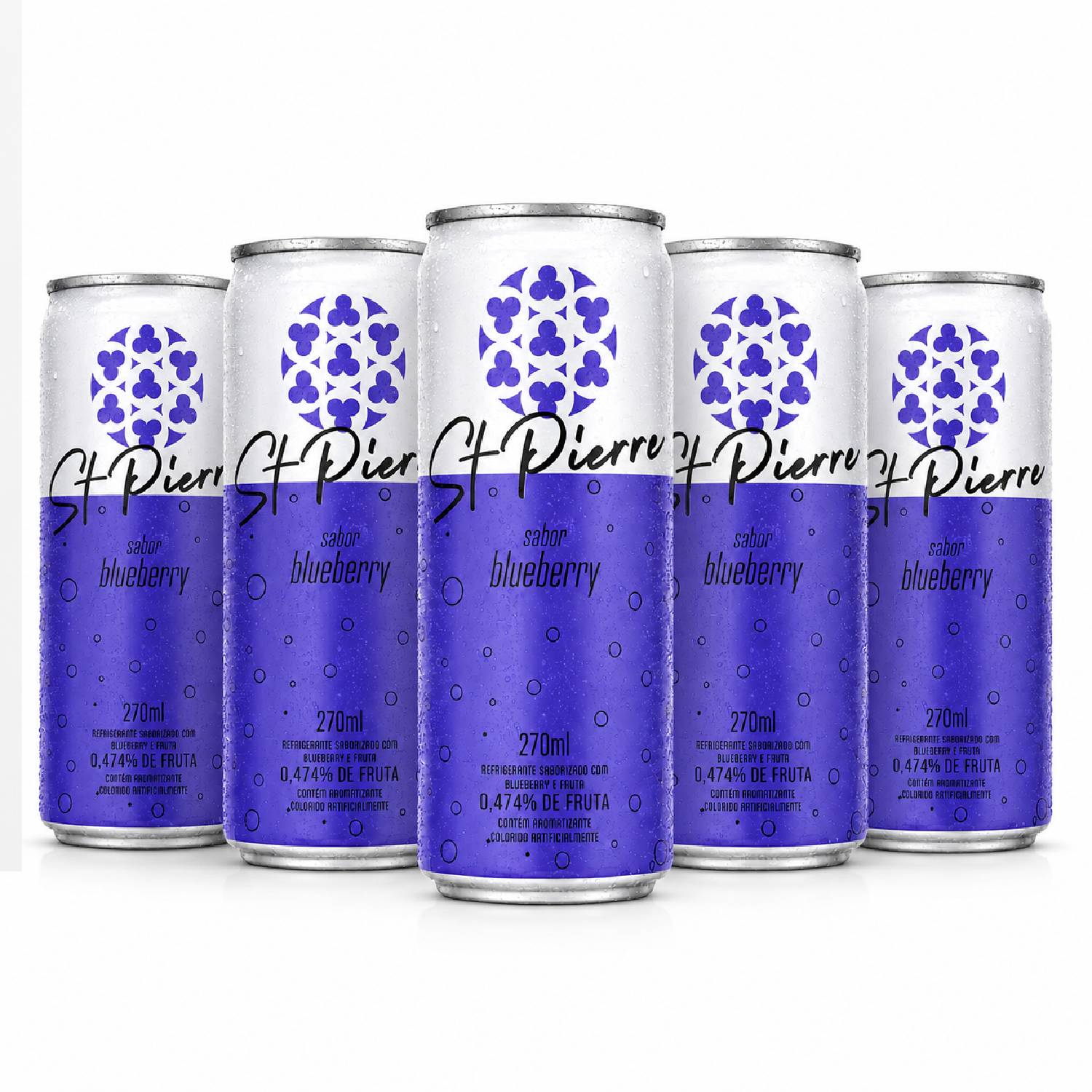 Kit 5 Refrigerante de Fruta ST PIERRE Blueberry 270ml