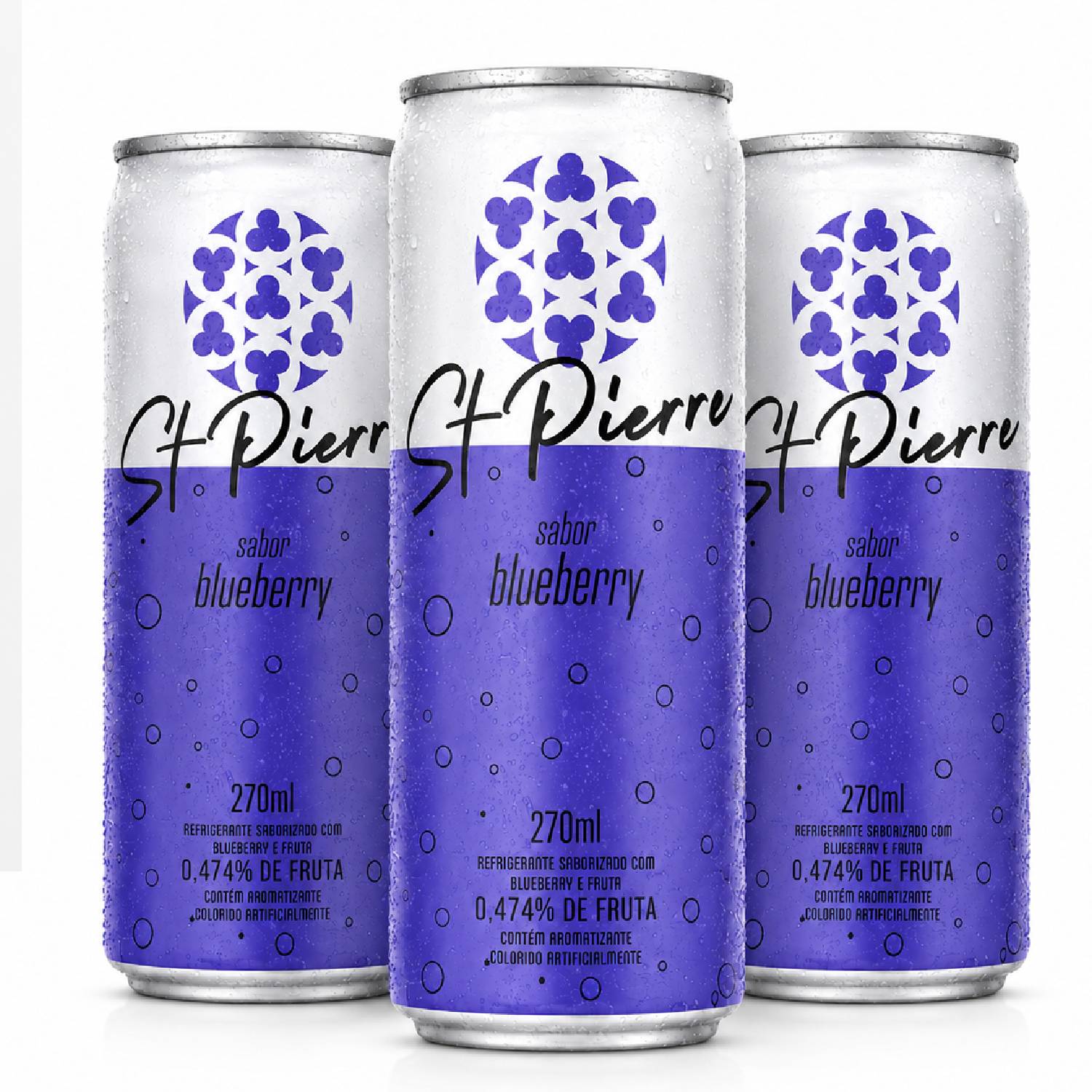 Kit 3 Refrigerante de Fruta ST PIERRE Blueberry 270ml