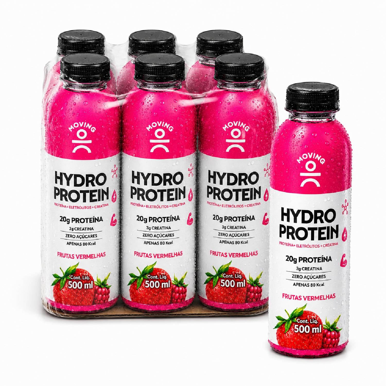 Kit Bebida MOVING Hydro Protein 20g Frutas Vermelhas 500ml