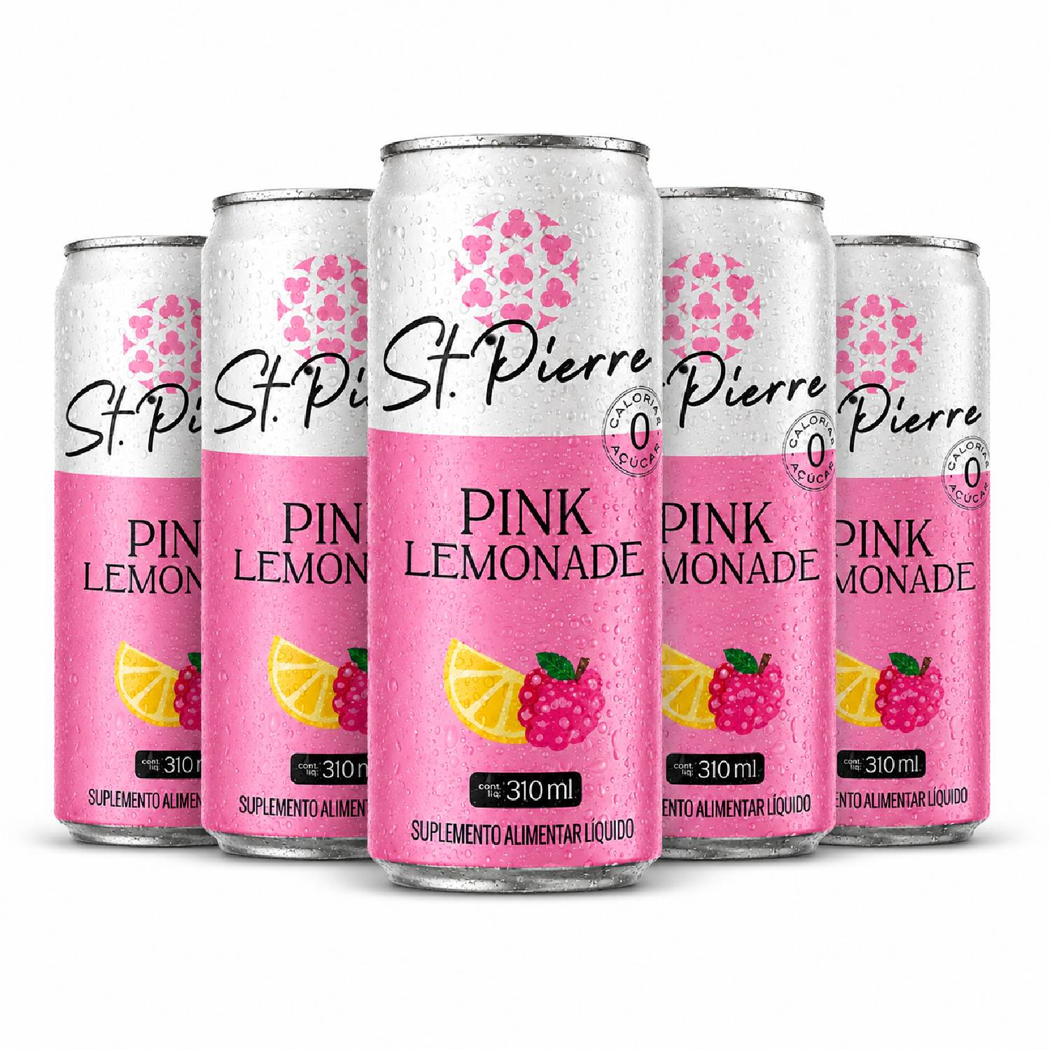 Kit 5 Bebida Zero ST PIERRE Pink Lemon 310ml