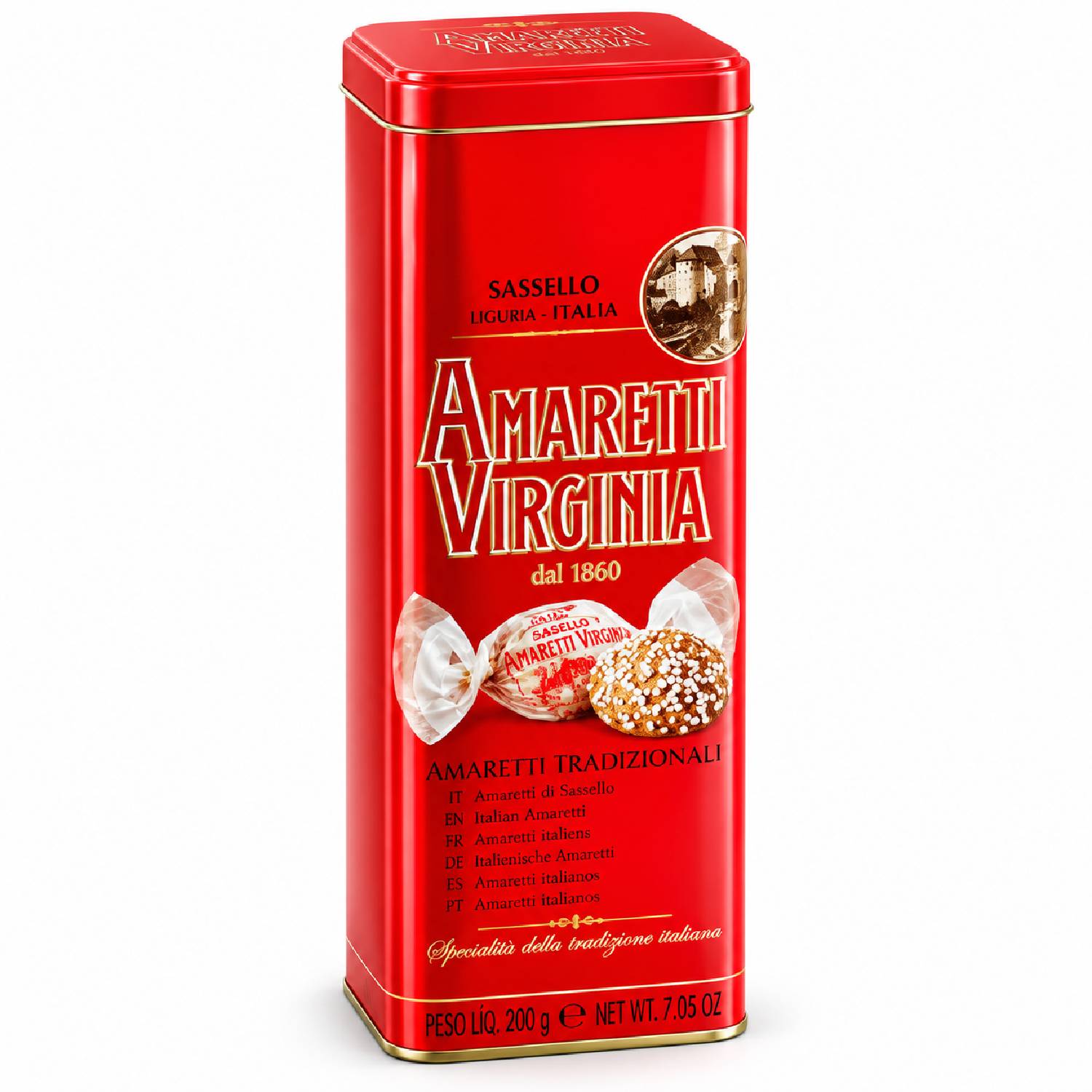 Biscoitos Italianos Amaretti Croccanti Virginia Lata 200g