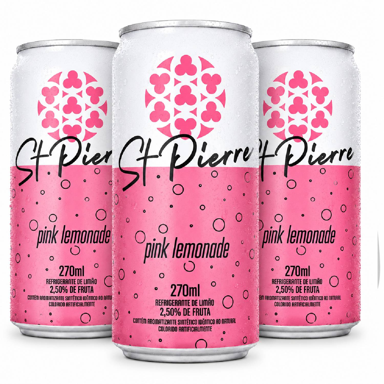 Kit 3 Refrigerante Pink Lemonade St PIERRE Lata 270ml