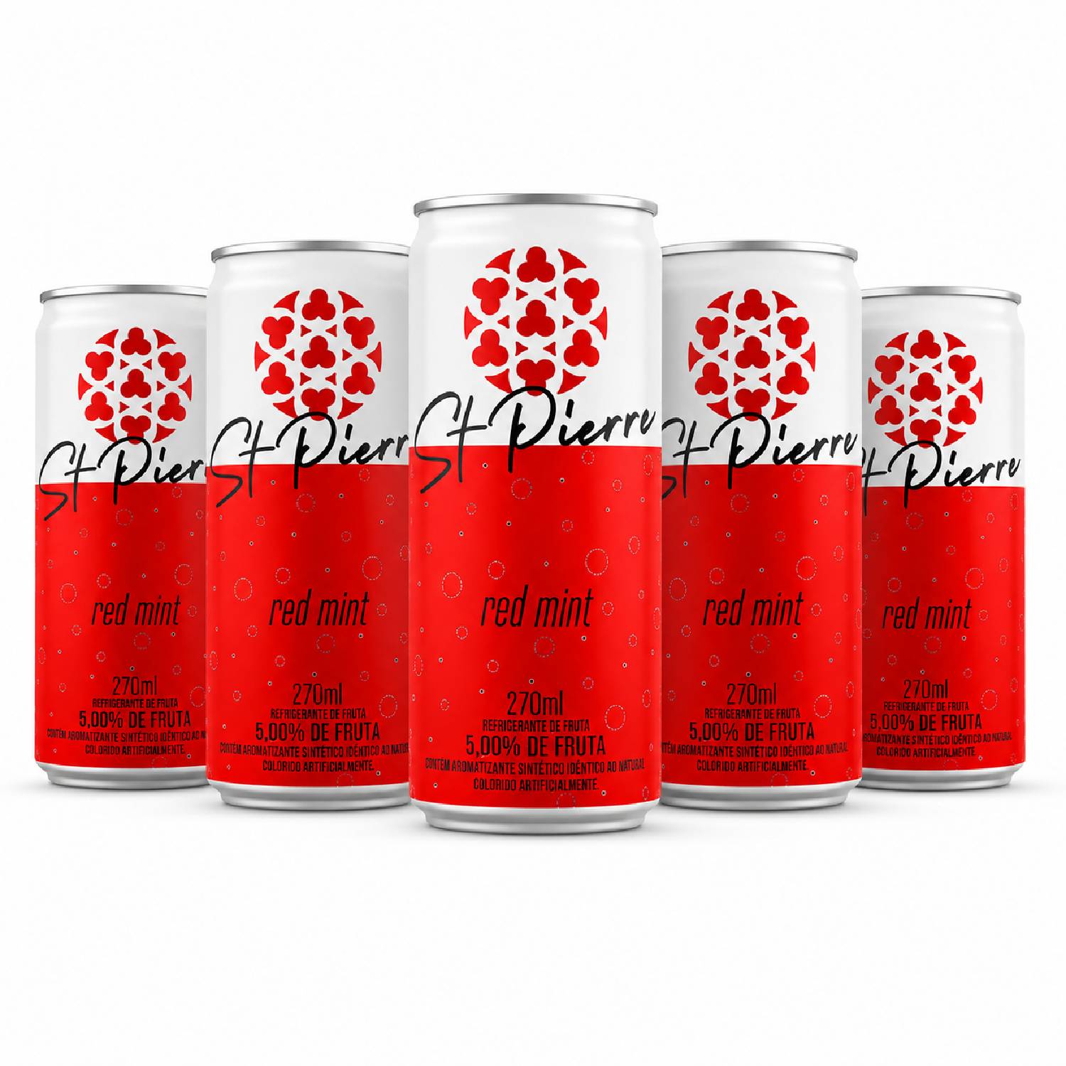 Kit 5 Bebida Zero ST PIERRE Red Mint 310ml