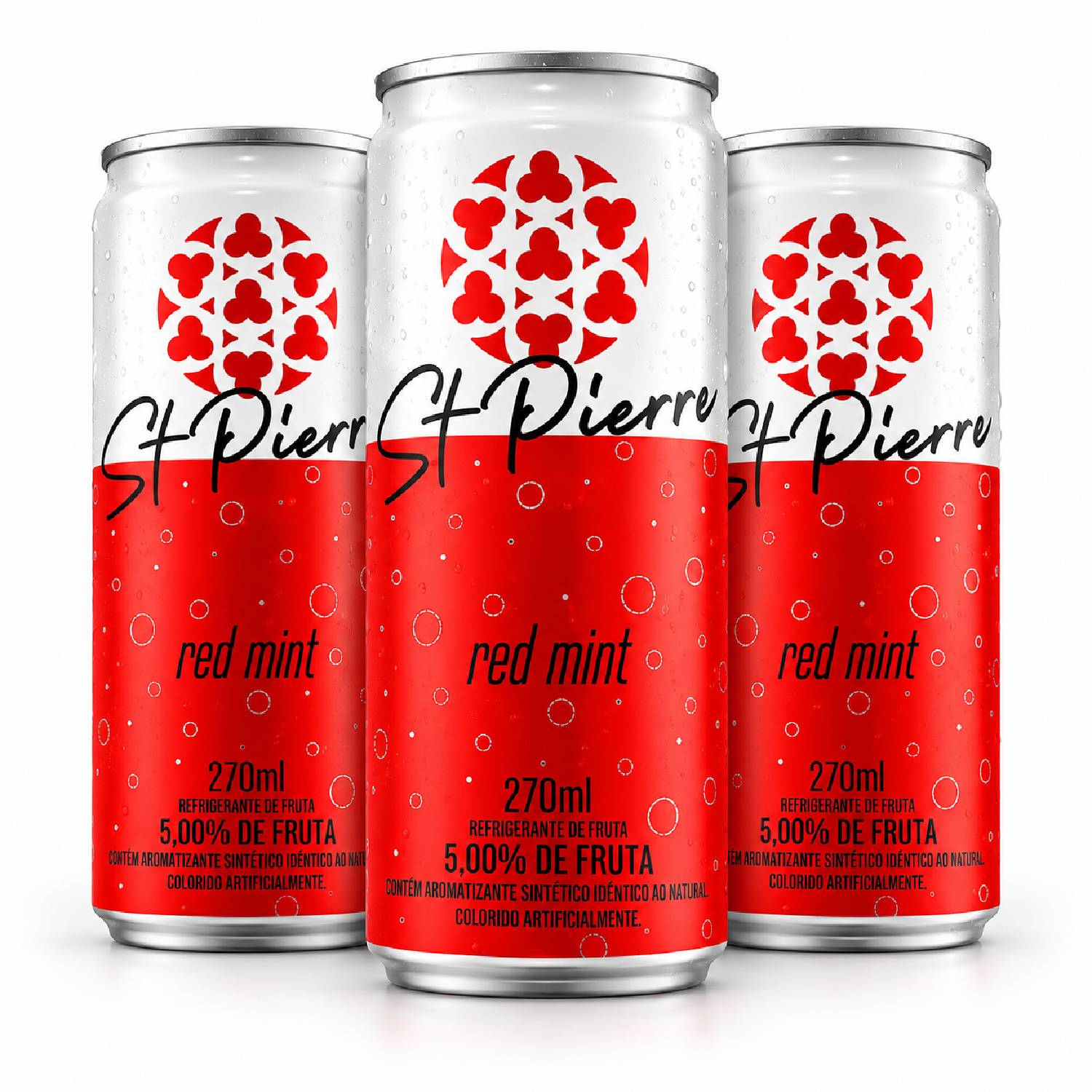 kit 3 Refrigerante de Fruta ST PIERRE Red Mint 270ml