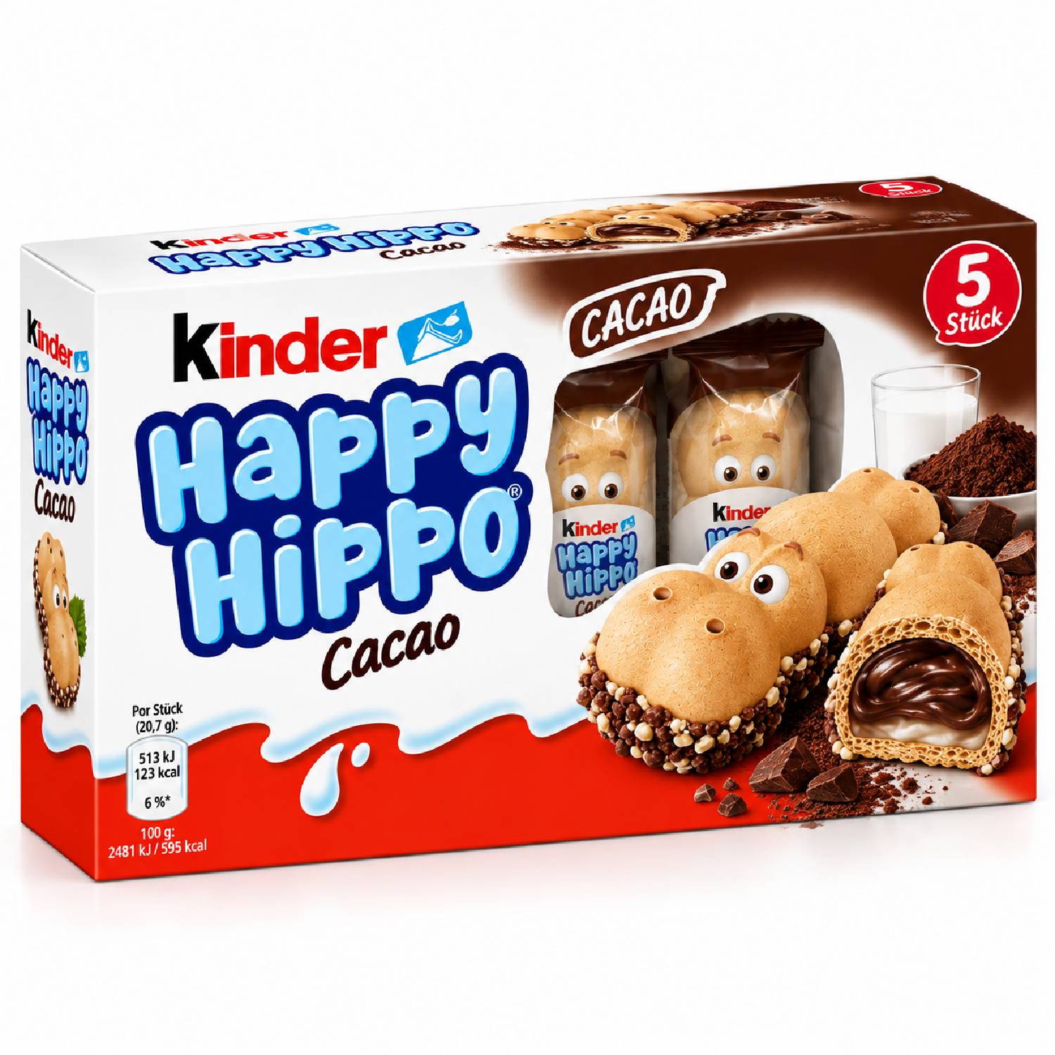 Wafer Kinder Happy Hippo Cacau Recheado 103,5g