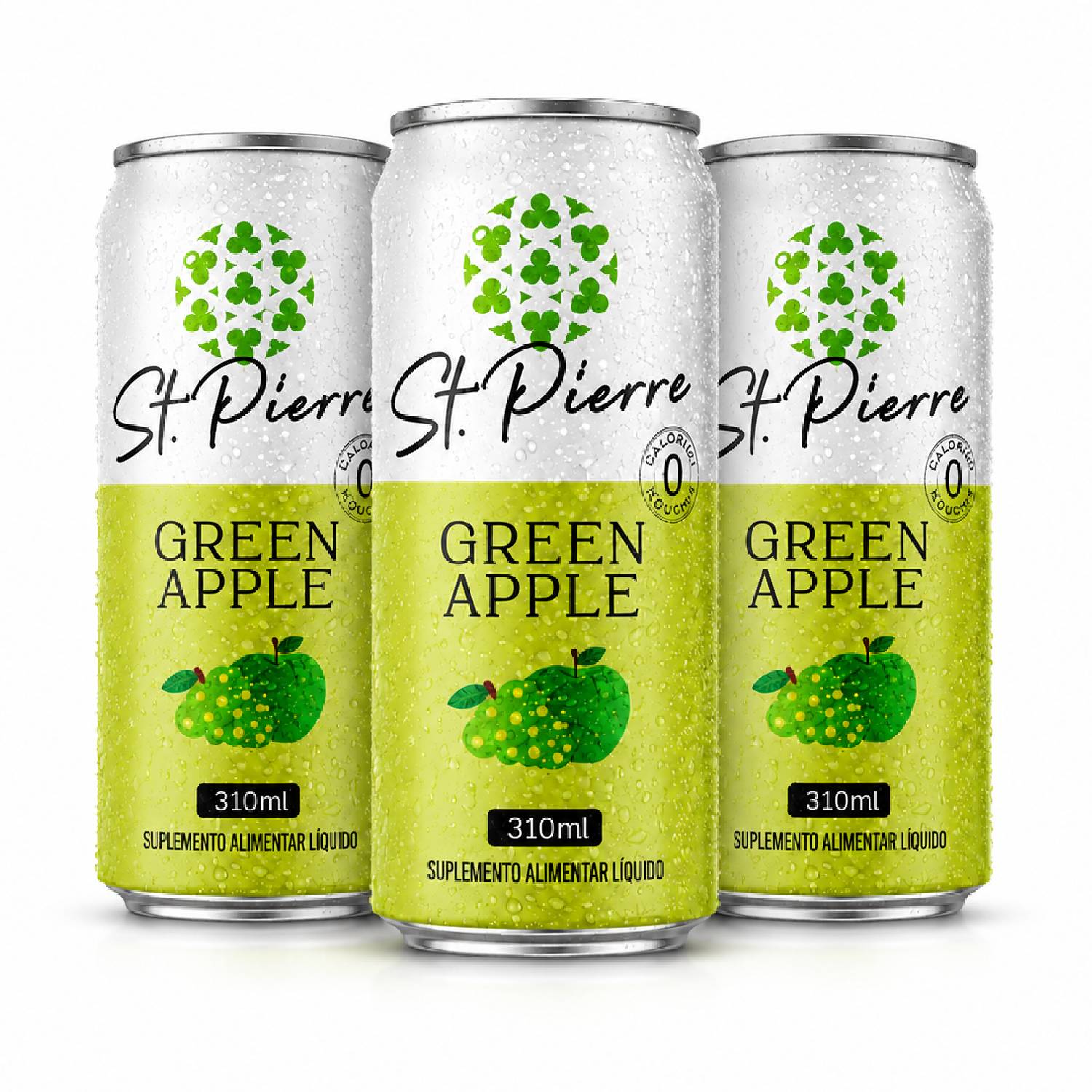 Kit 3 Bebida Zero Açucar ST PIERRE ZERO Green Apple 310ml