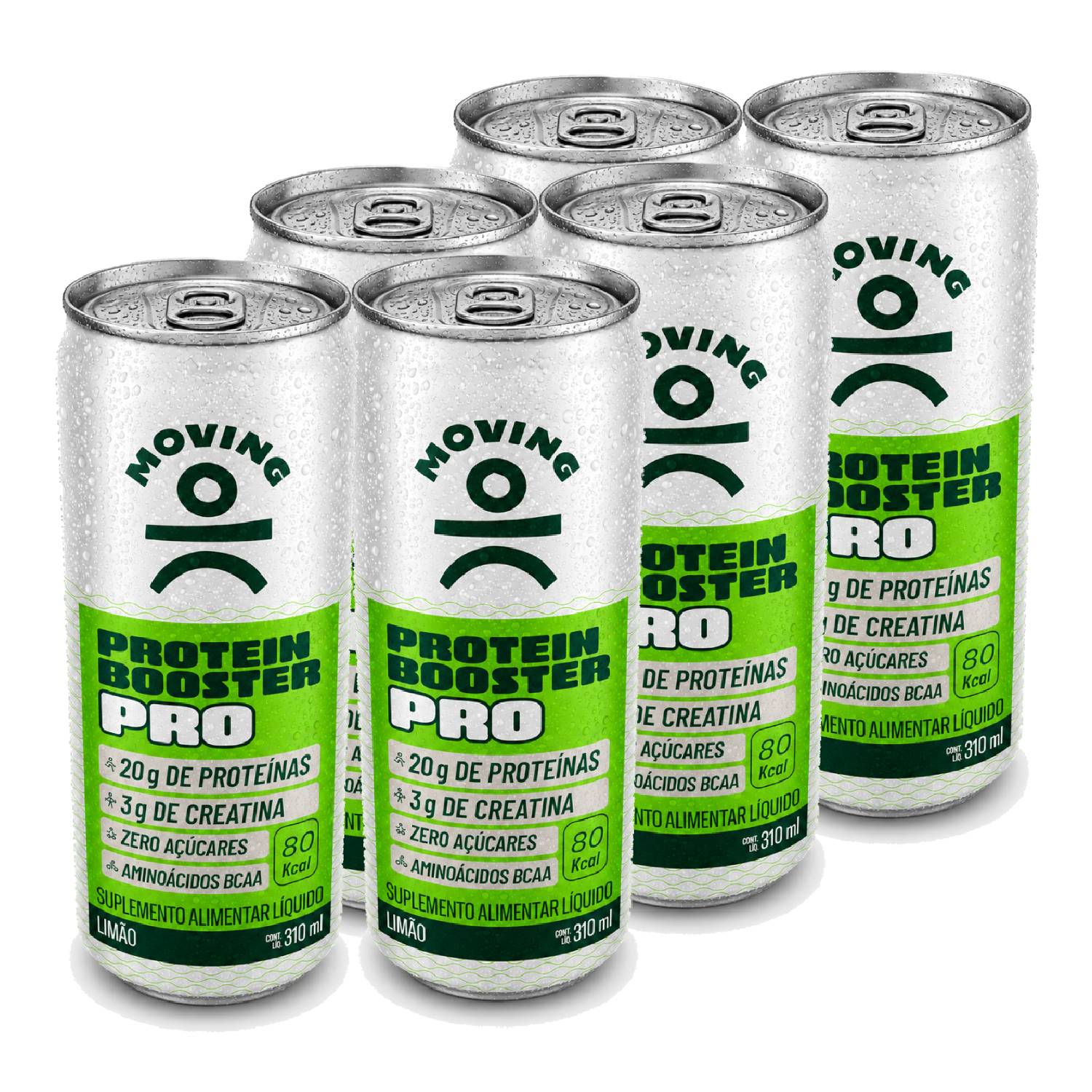 Kit 6 Bebida Protein Booster MOVING PRO LIMÃO 310ml