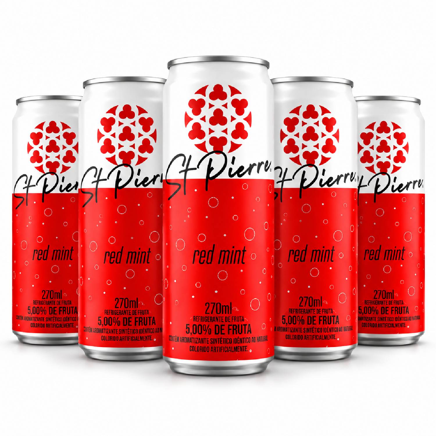 kit 5 Refrigerante de Fruta ST PIERRE Red Mint 270ml