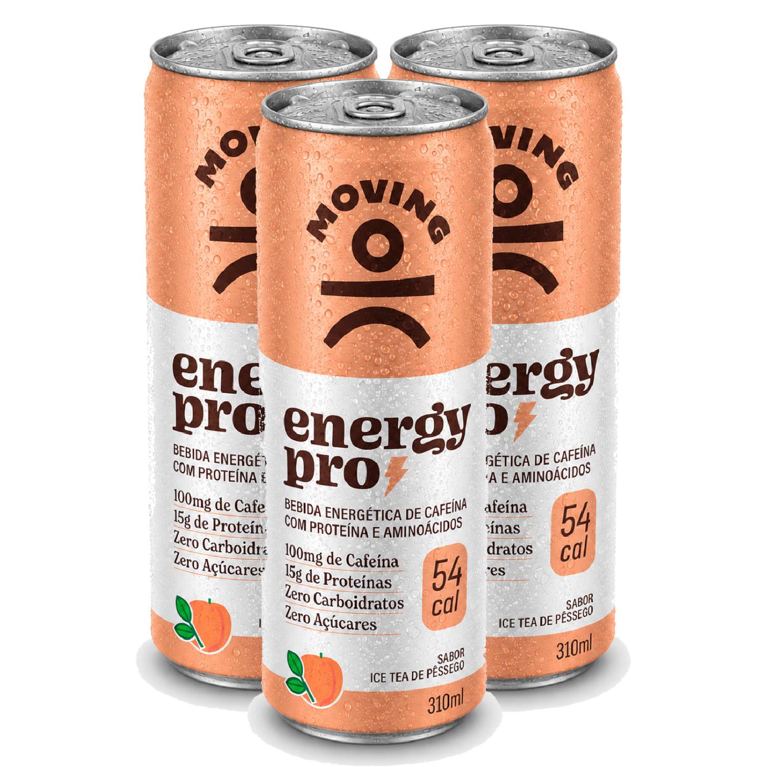 Kit 3 Bebida Protein Energy PRO MOVING Ice Tea Pêssego 310ml