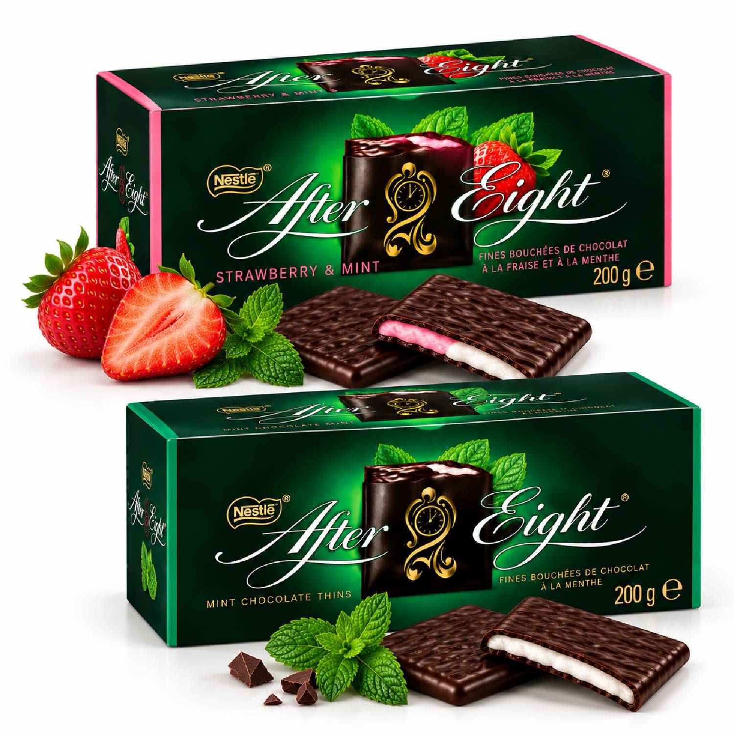 Kit 2 Chocolate After Eight Menta e Morango & Menta 200g
