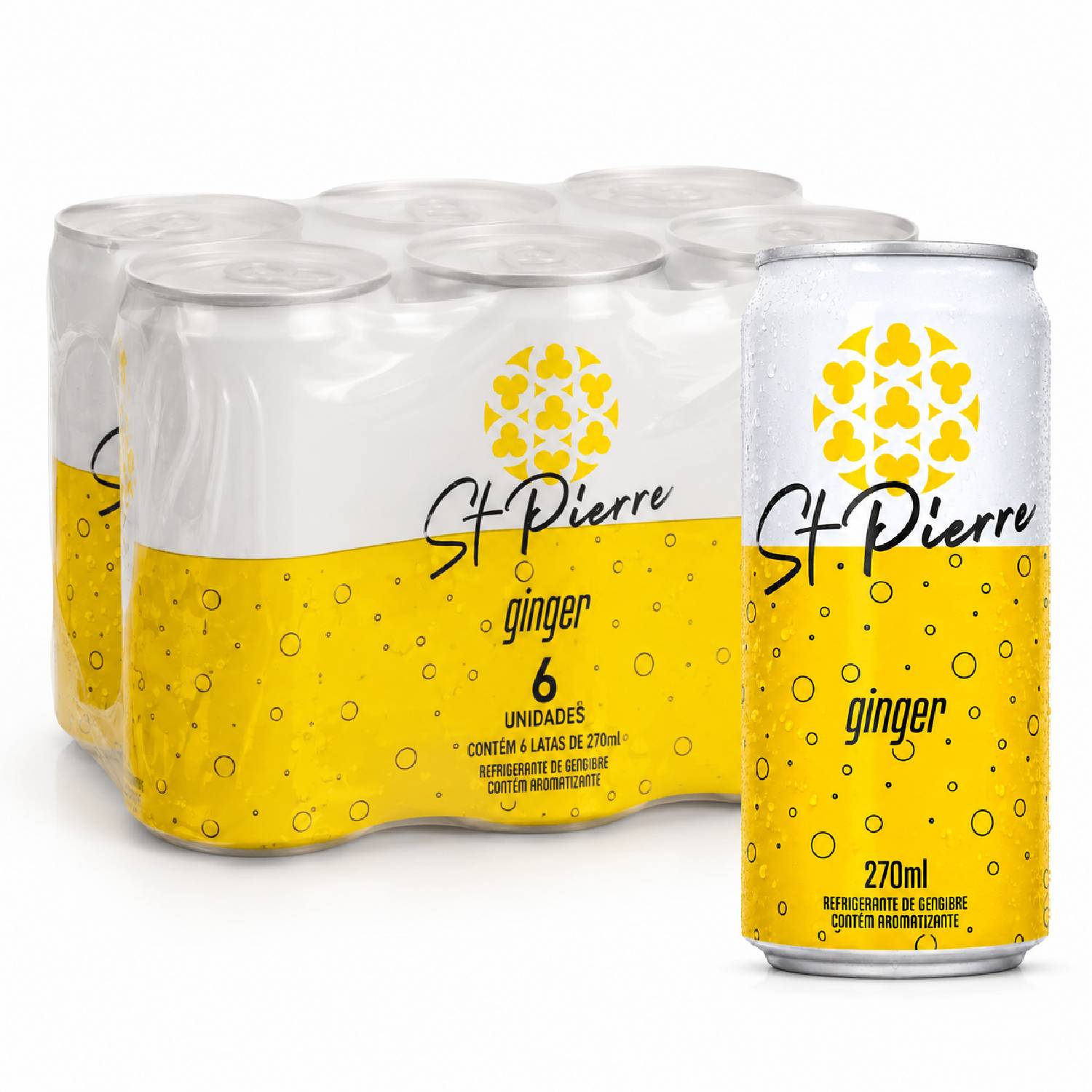Kit 6 Refrigerante de Gengibre St Pierre Ginger 270ml Lata