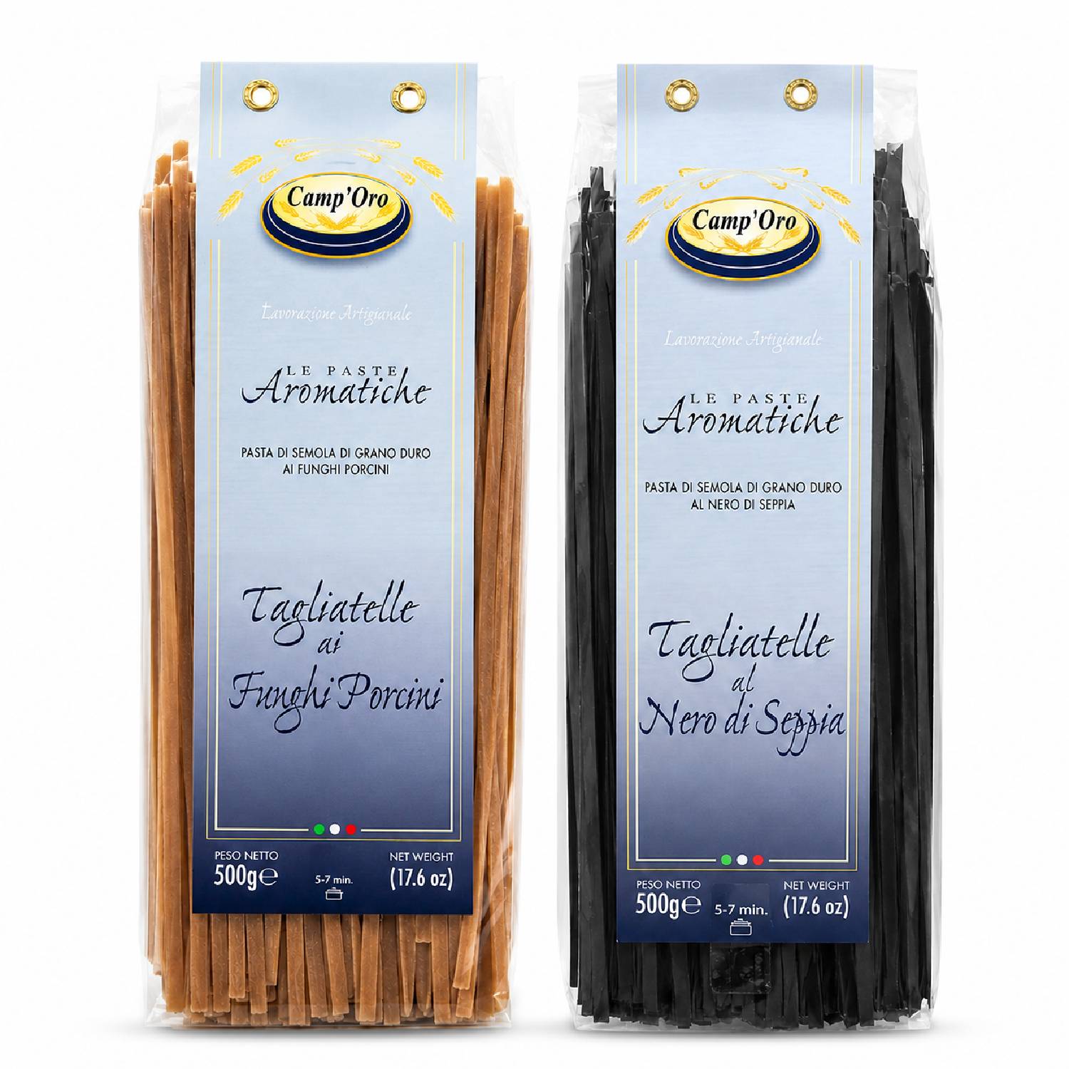Kit 2 Tagliatelle CAMP'ORO Funghi + Nero di Sepia 500g