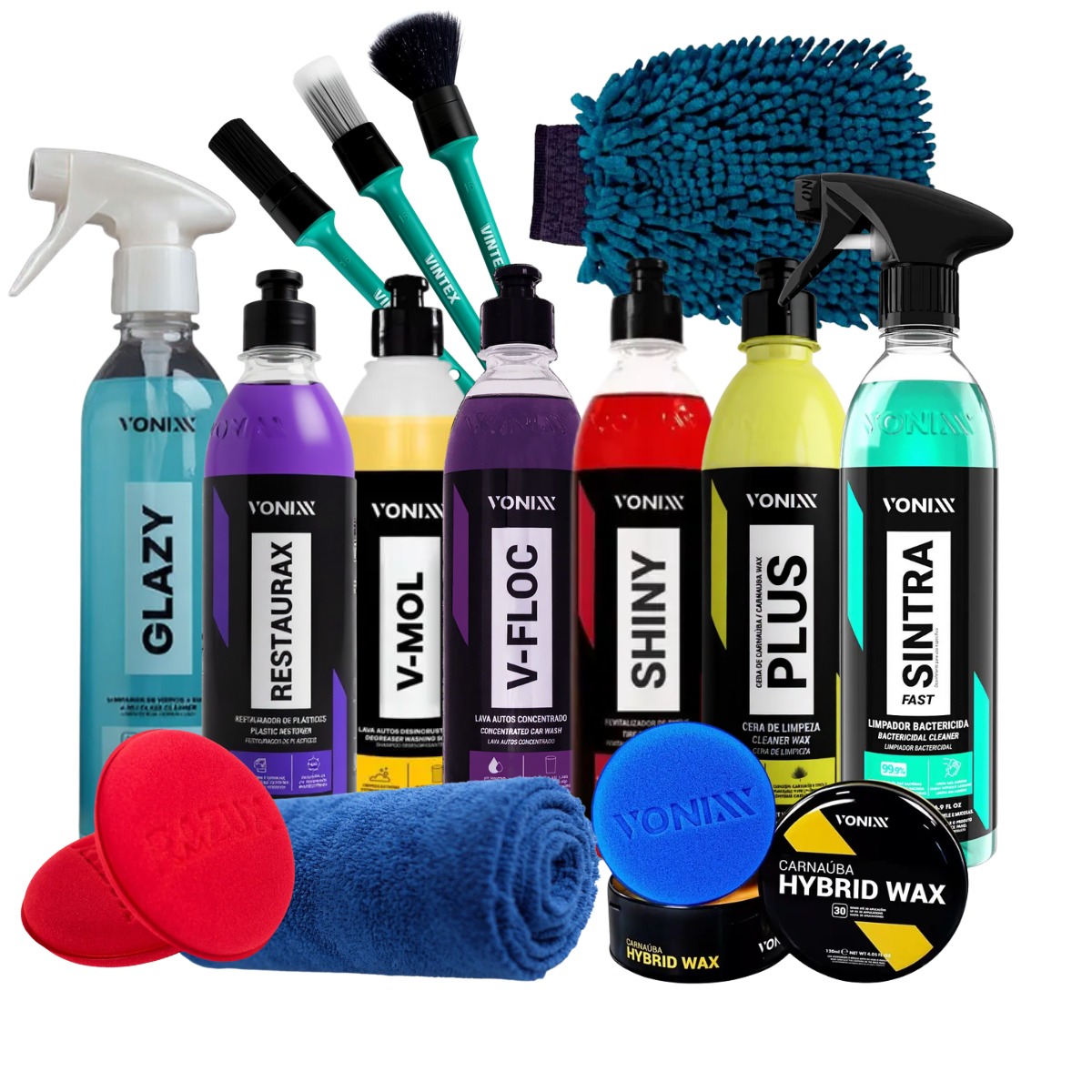 Kit Estética para Iniciante Vonixx 12 Peças com Ceras, Shampoos e Acessórios para Brilho