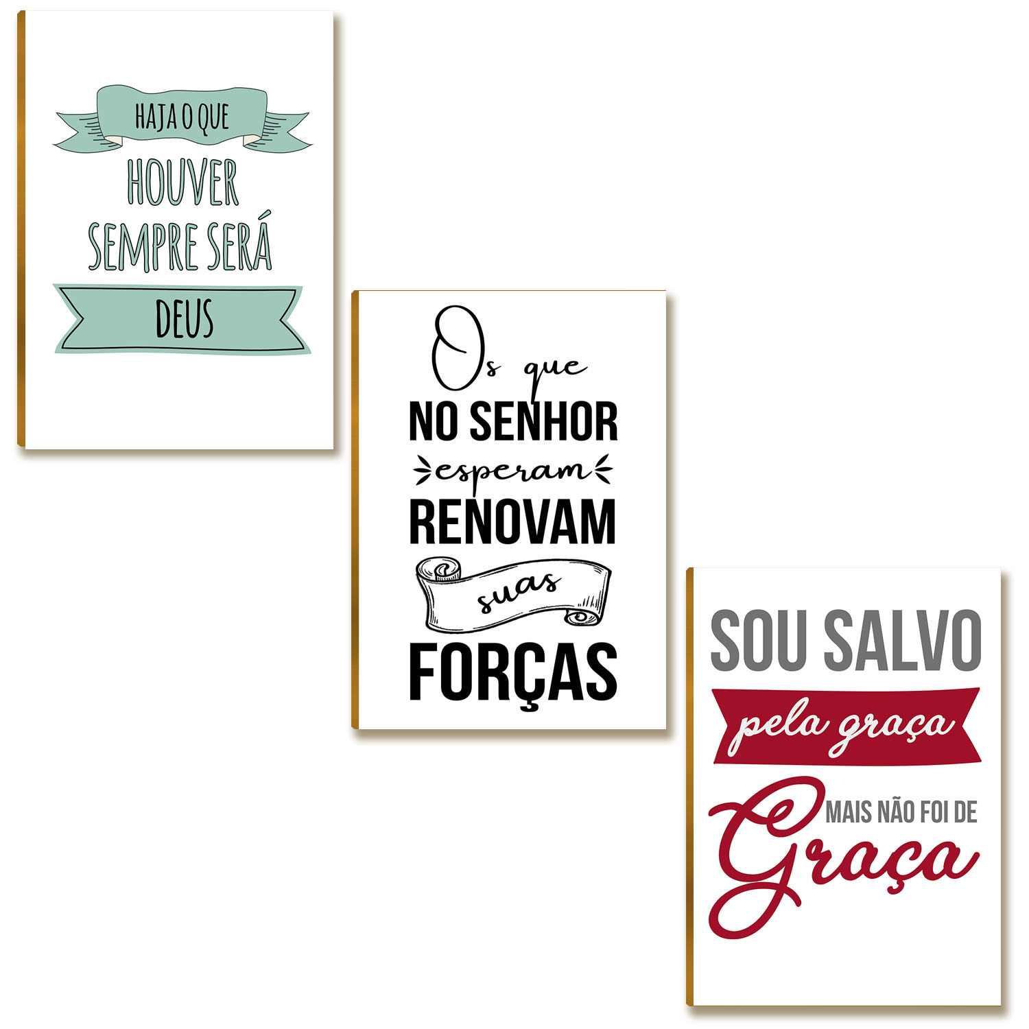 Kit 3 Placas MDF "Sou Salvo Pela Graça" Decoração Fé FE31