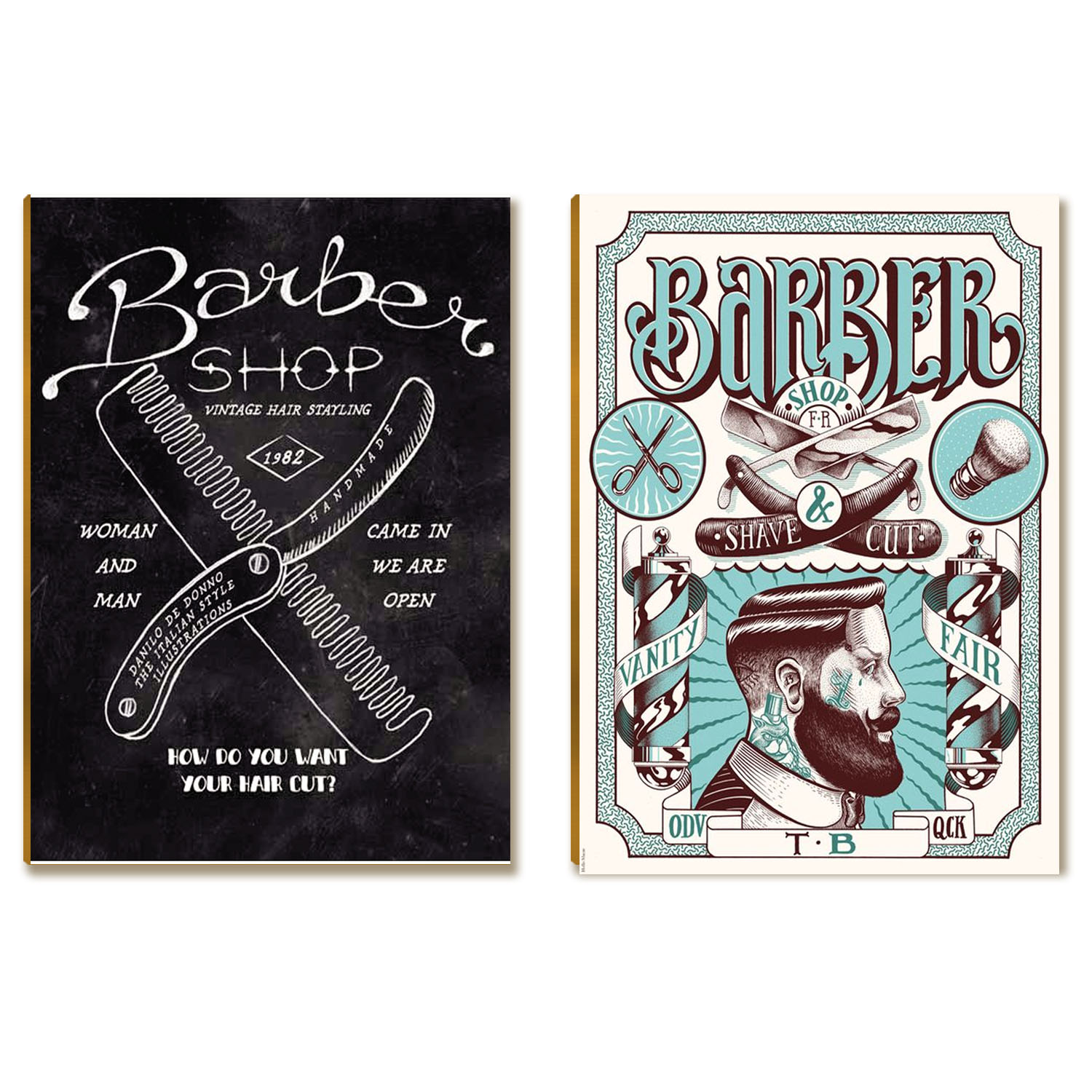 Kit com 2 Placas MDF Barbearia Decoração Vintage Tam A4 BR22