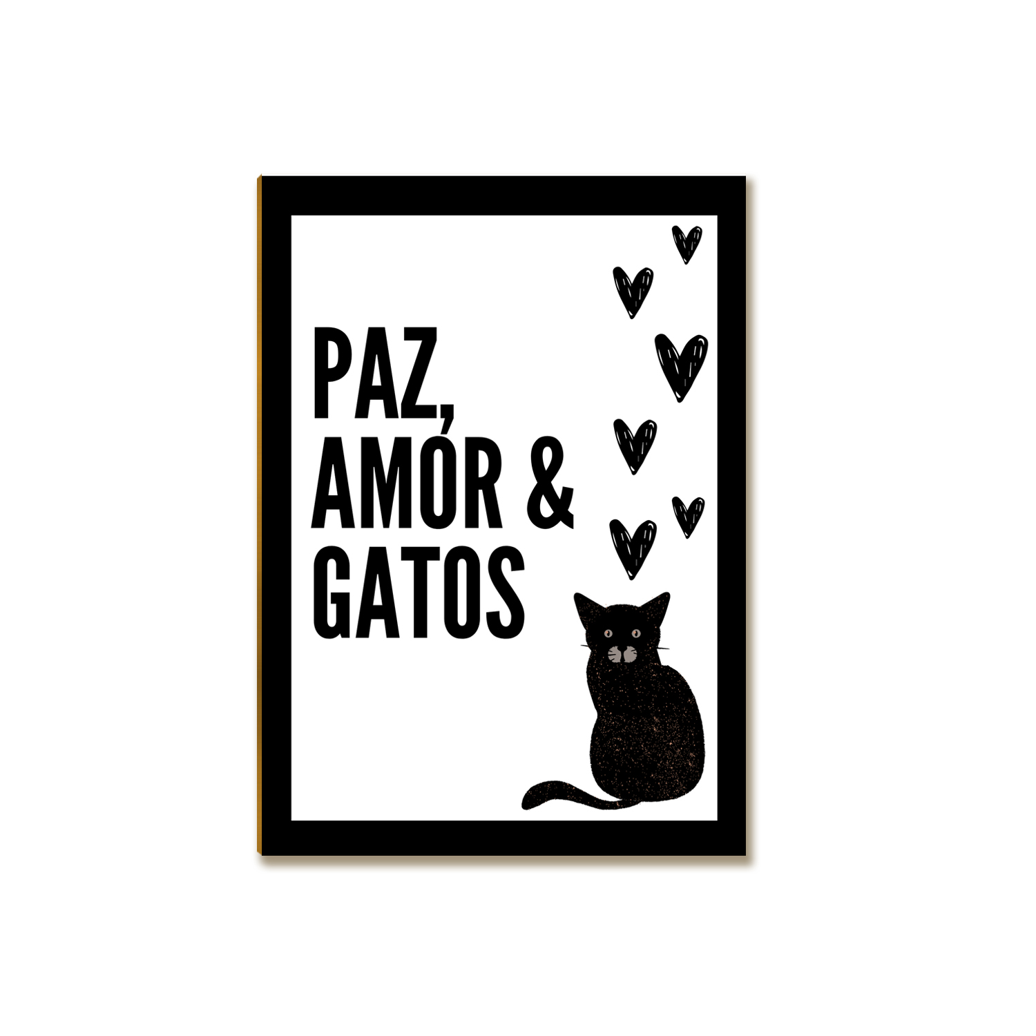 Placa Decorativa MDF  Paz Amor e Gato Tam A4 Sala Quarto GT2