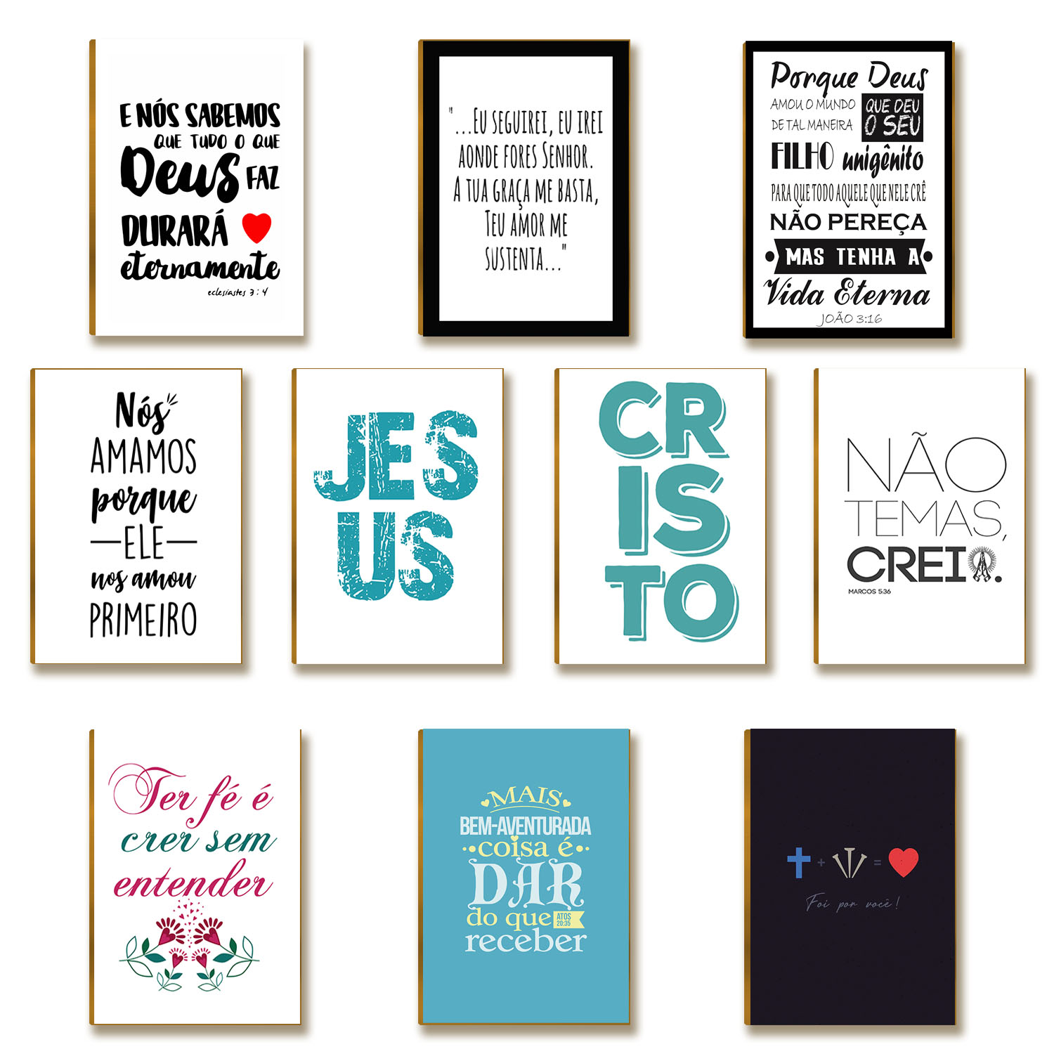 Kit 10 Placas MDF Frases Cristãs Motivacional Esperança FE19