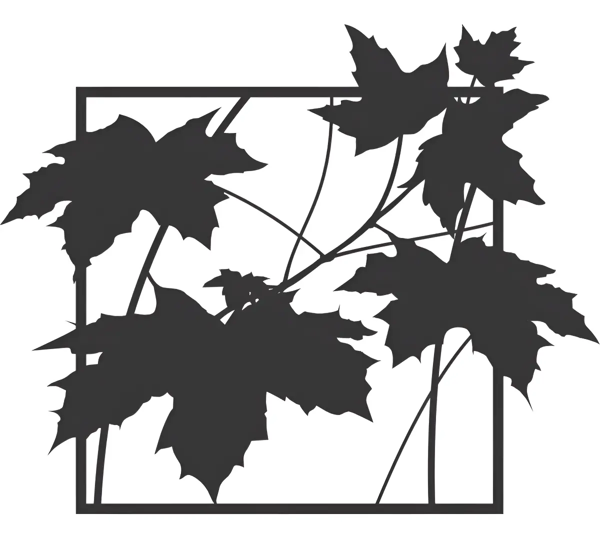 Quadro decorativo MDF folhas Canadá preto semi brilho 1 und