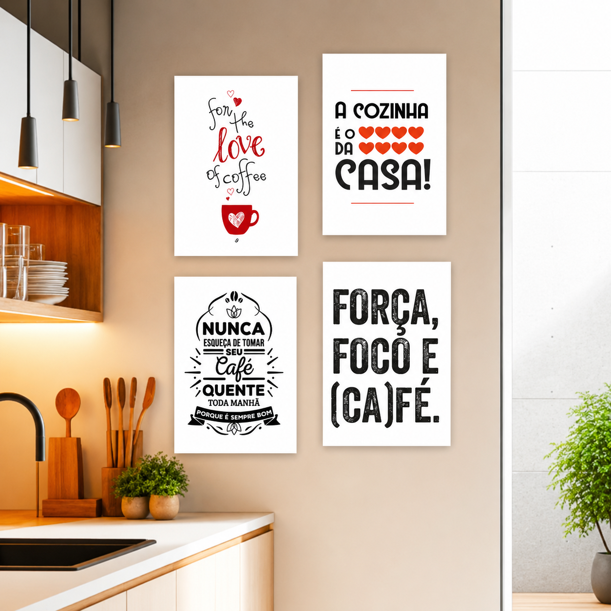 Kit Com 10 Quadros Decoração Parede Placa MDF 3mm Cozinha Cor:CZ15