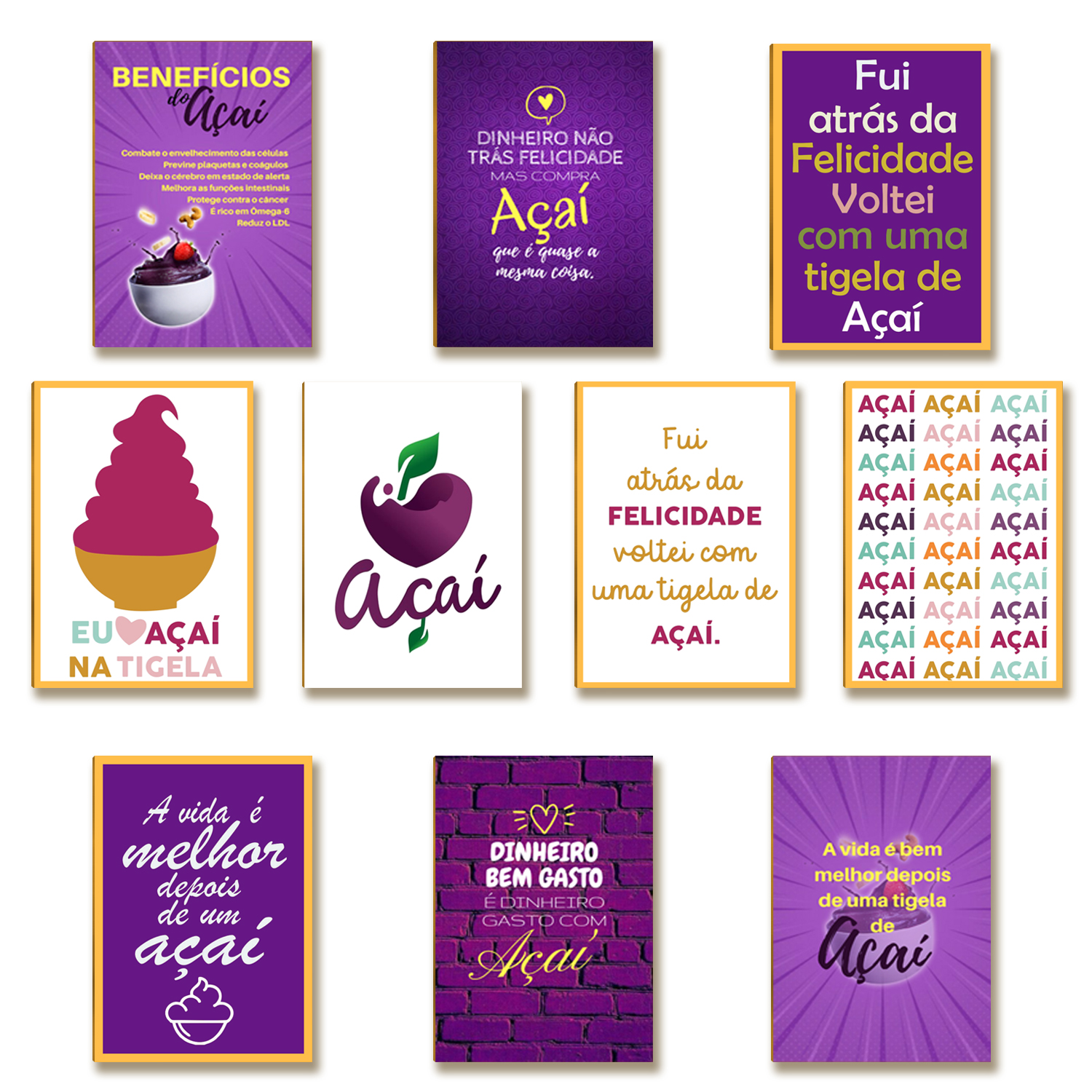 10 Placas MDF Açaí Parede Criativa para Estabelecimentos LN1