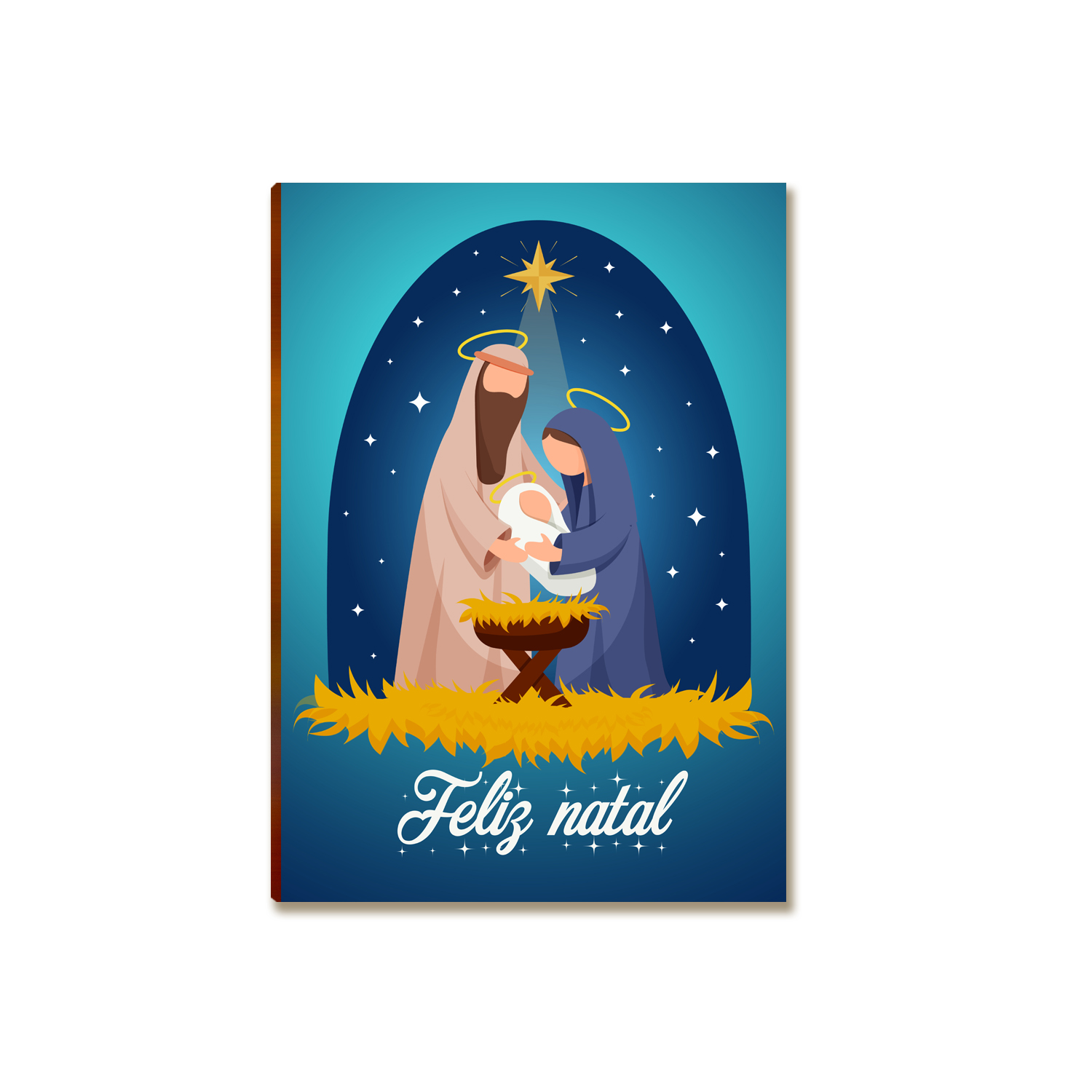 Placa MDF Natal Sagrada Família Presépio Feliz Natal A4