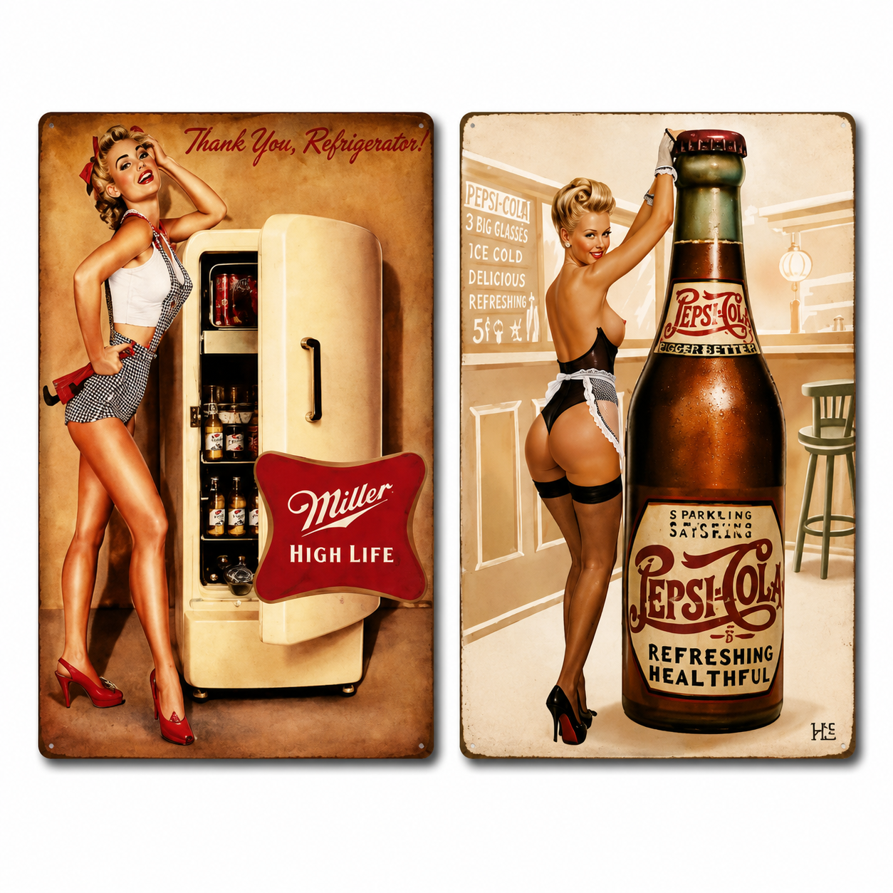 Kit Quadros 02Pçs Placas MDF 3mm Pin-Up Quarto Sala Casa