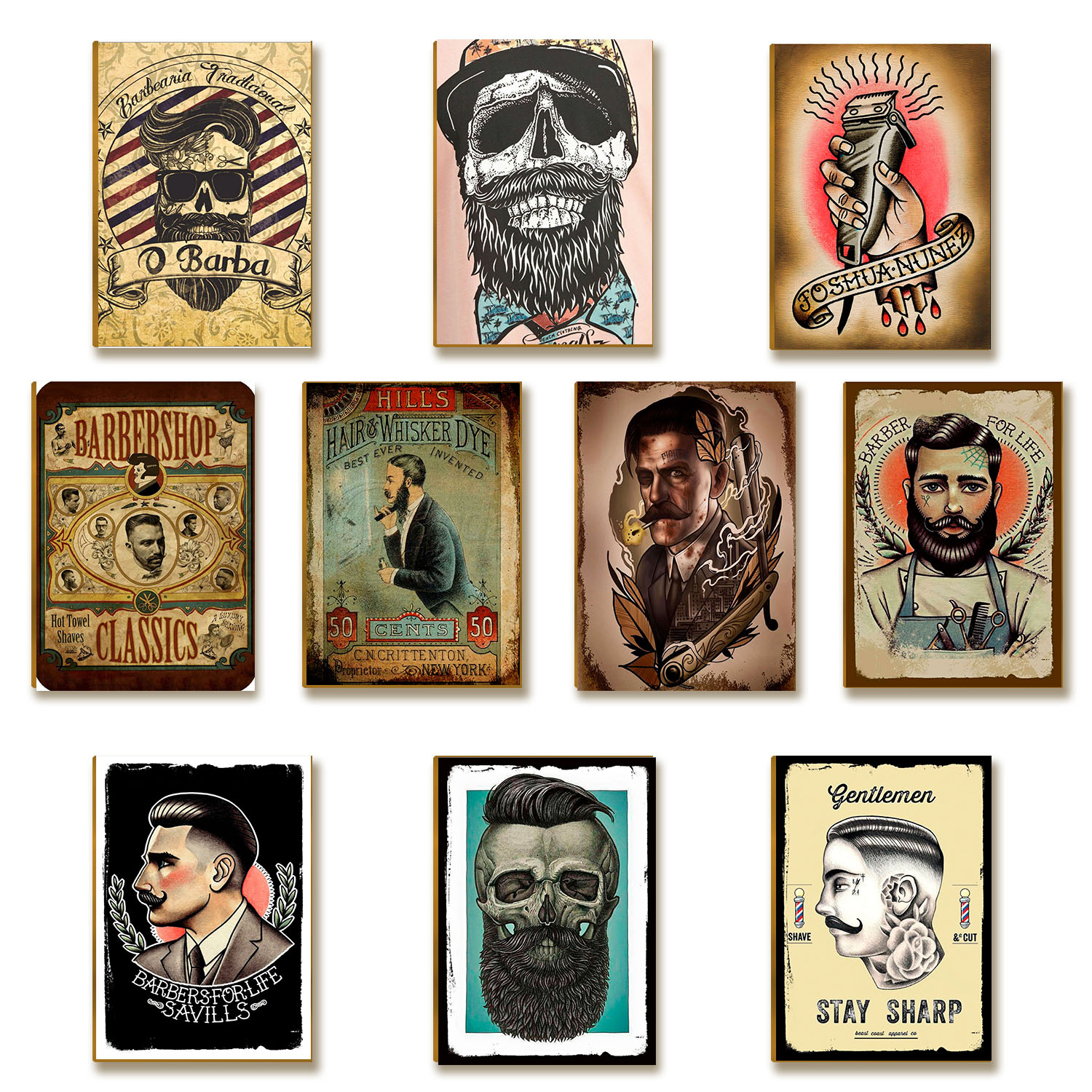 Kit 10 Placas MDF Barbearia Vintage Decoração Clássica BR24