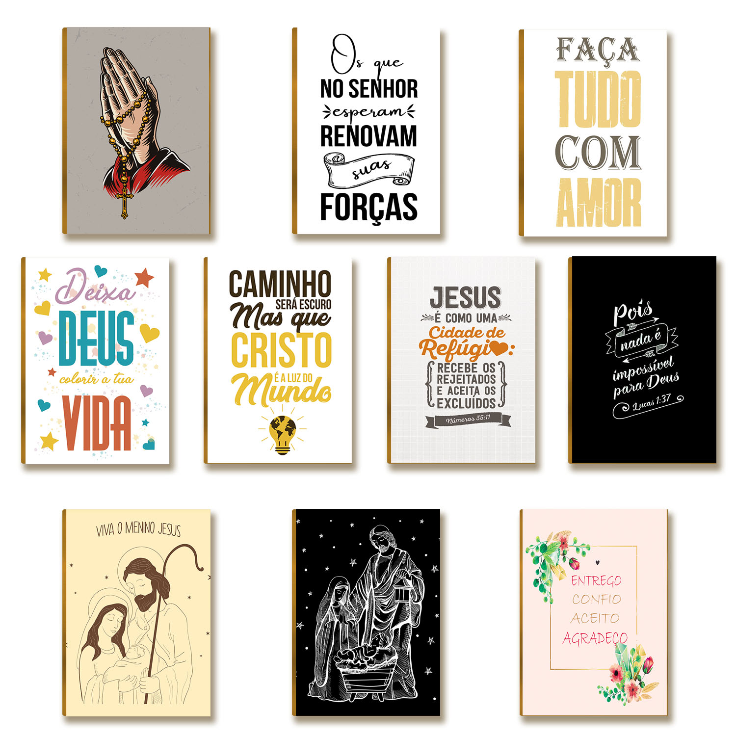 Kit 10 Placas MDF Mensagens de Fé Inspiradoras FE32