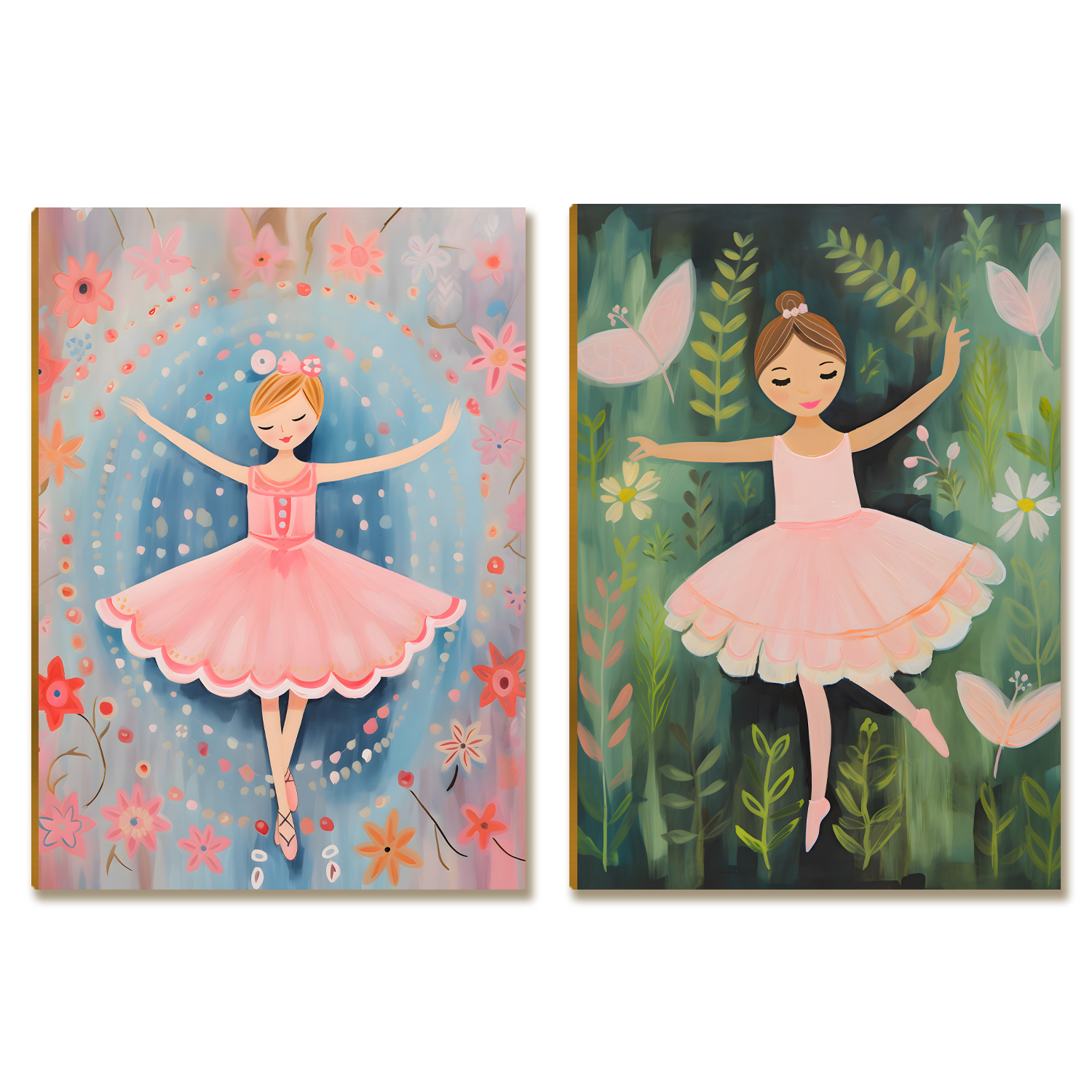 Kit 2 Placas MDF Infantil Bailarinas Rosa Quarto Menina A4