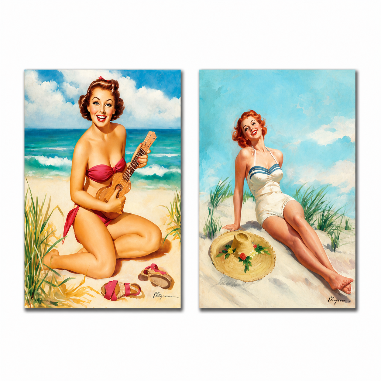 Kit com 02 Quadros Placas MDF 3mm Pin-Up Decoração Parede