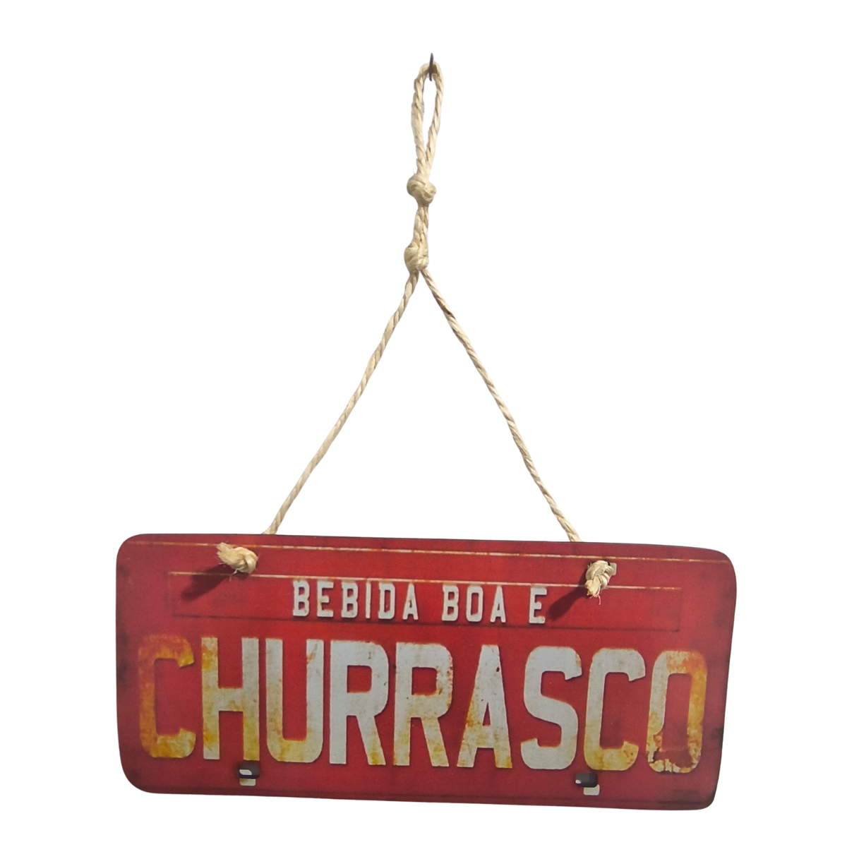 Placa Decorativa MDF Placa Carro com Corda Sisal Variações COR:CHURRASCO