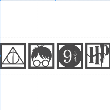 Quadro decorativo MDF Harry Potter preto semi brilho 4 und