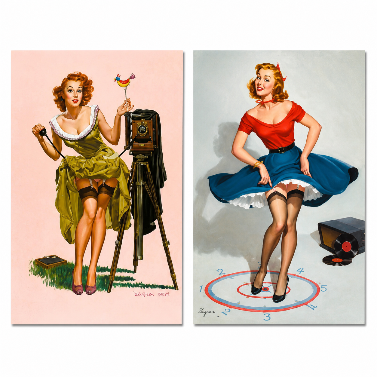 Kit Quadros 02Pçs Placas MDF 21x30cm Pin-Up Decoração Casa
