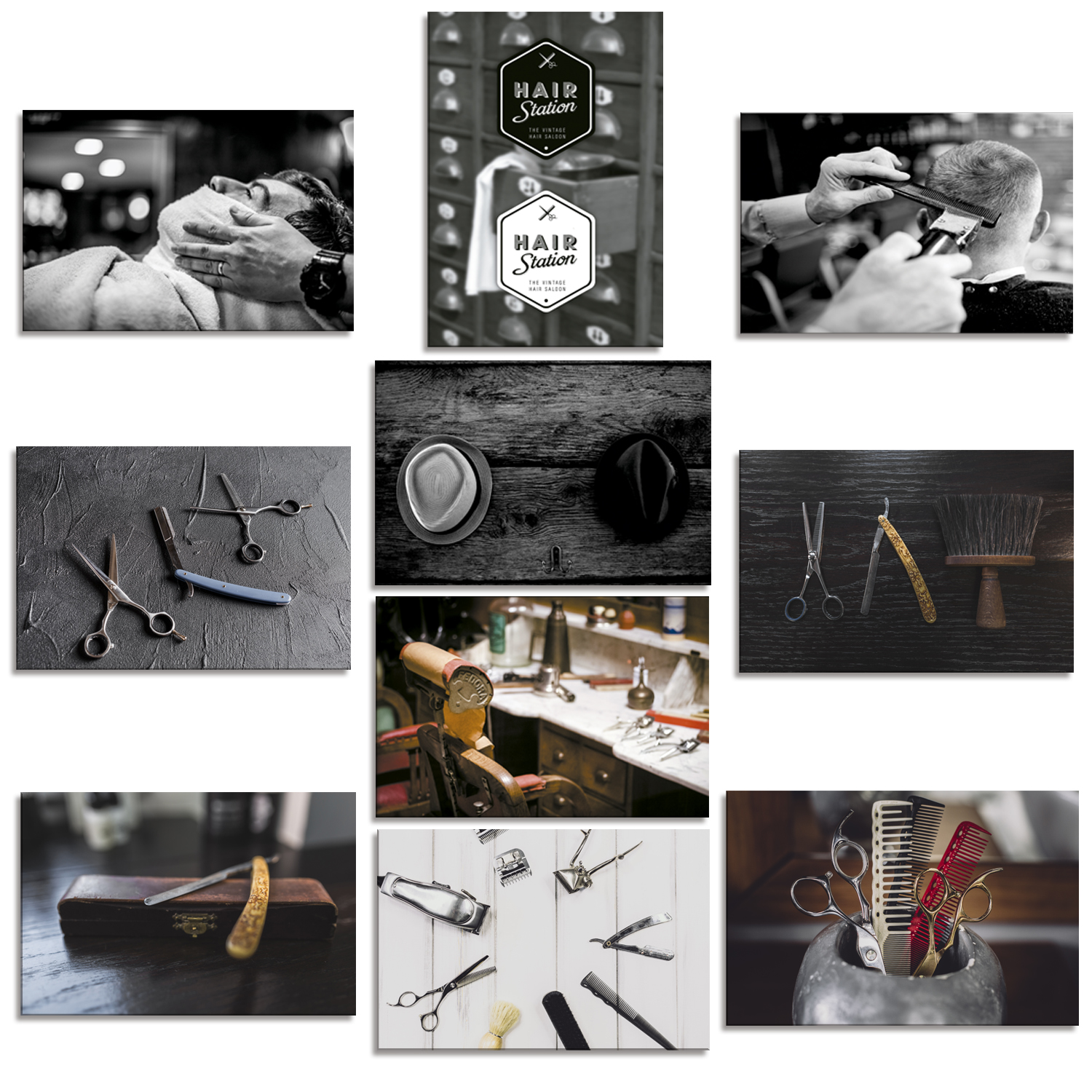 Kit 10 Placas 28,7x22cm MDF Quadro Barbearia Studio