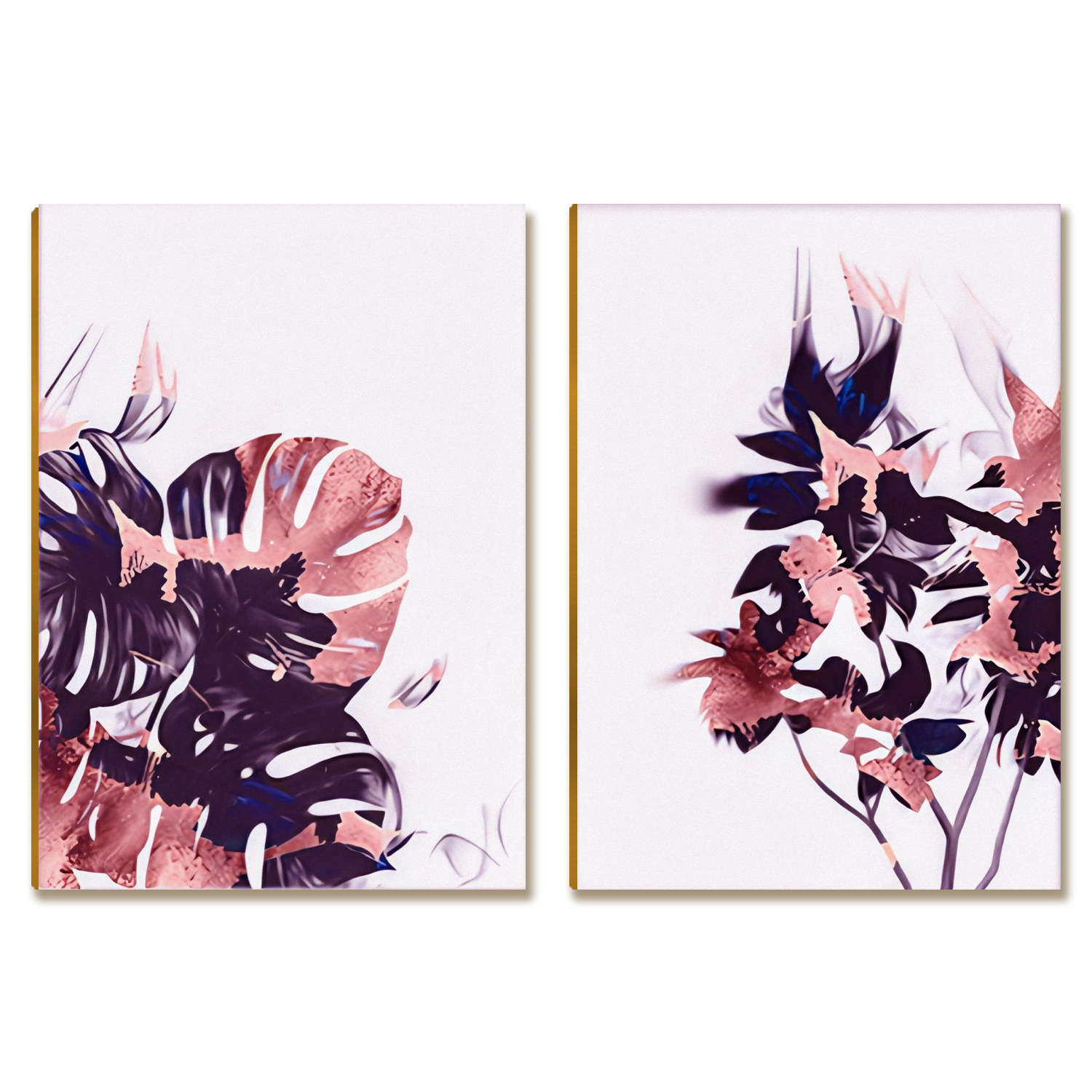 Kit 2 Placas MDF Abstrato Floral Rosé Moderno Parede A4
