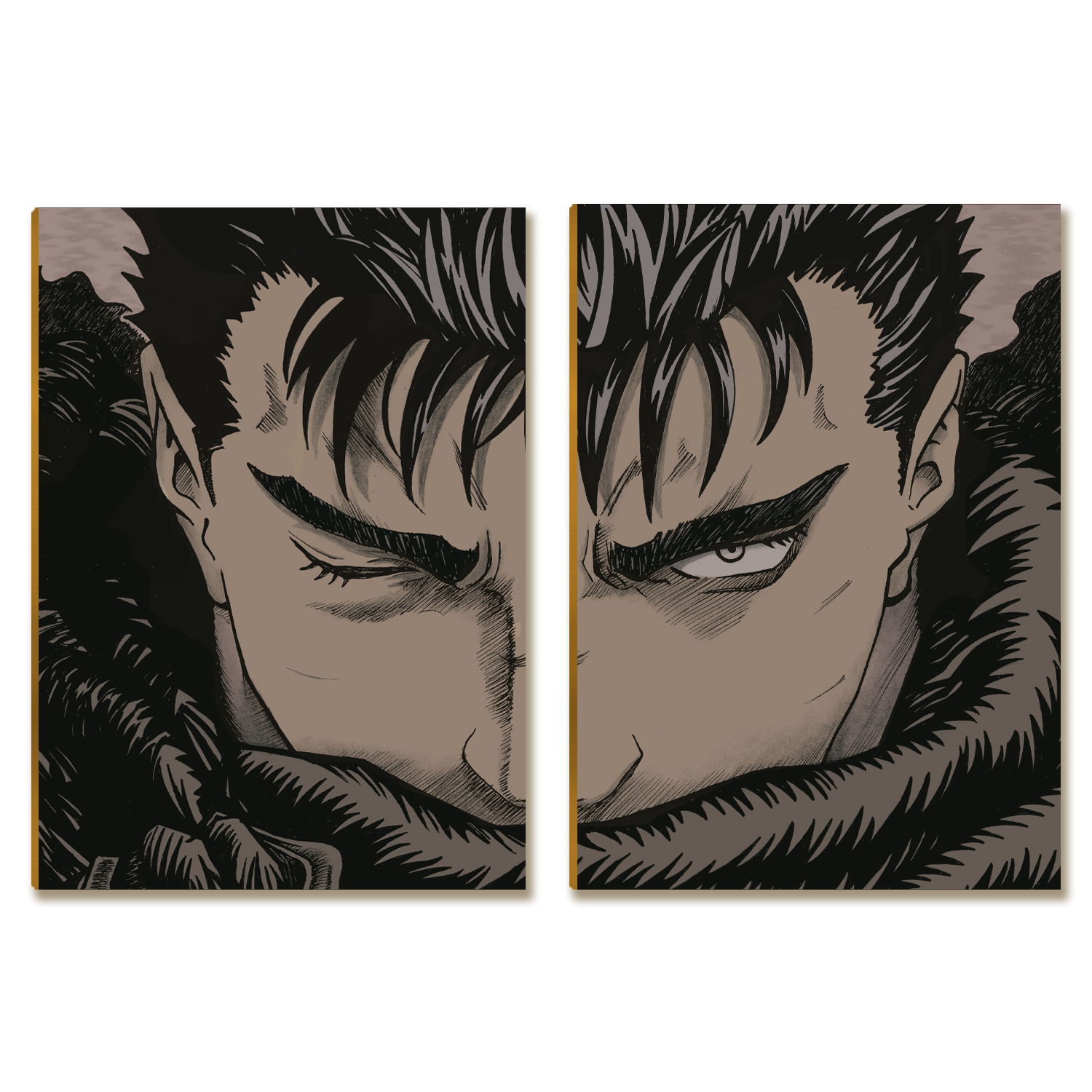Kit 2 Placas MDF Geek Mangá Dark Olhar Intenso Parede Tam A4