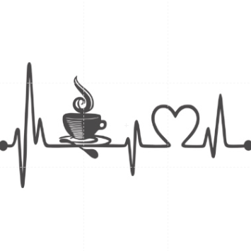 Quadro decorativo MDF Café Ritmo Coração preto semi brilho