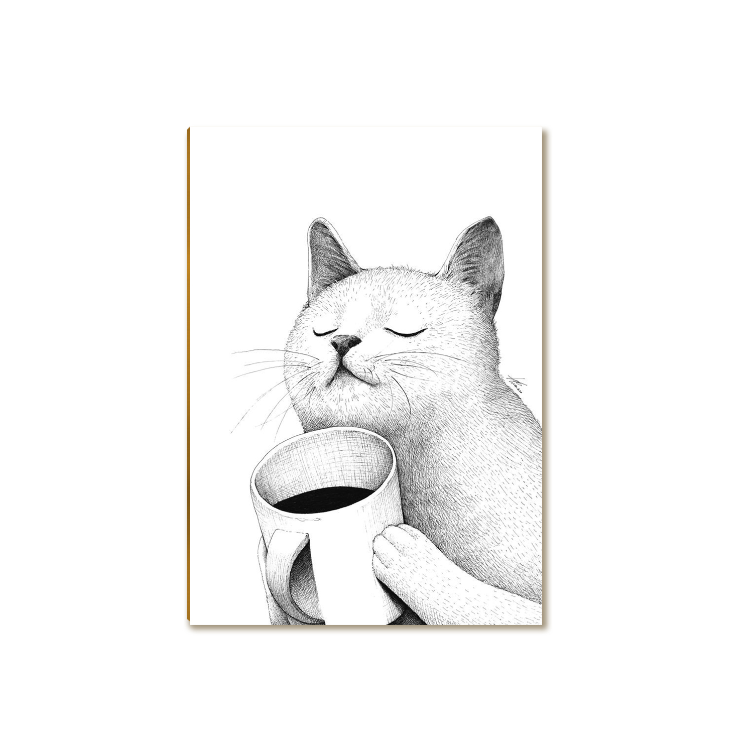 Placa Decorativa MDF Gato e Café Sala Quarto Escritório GT3