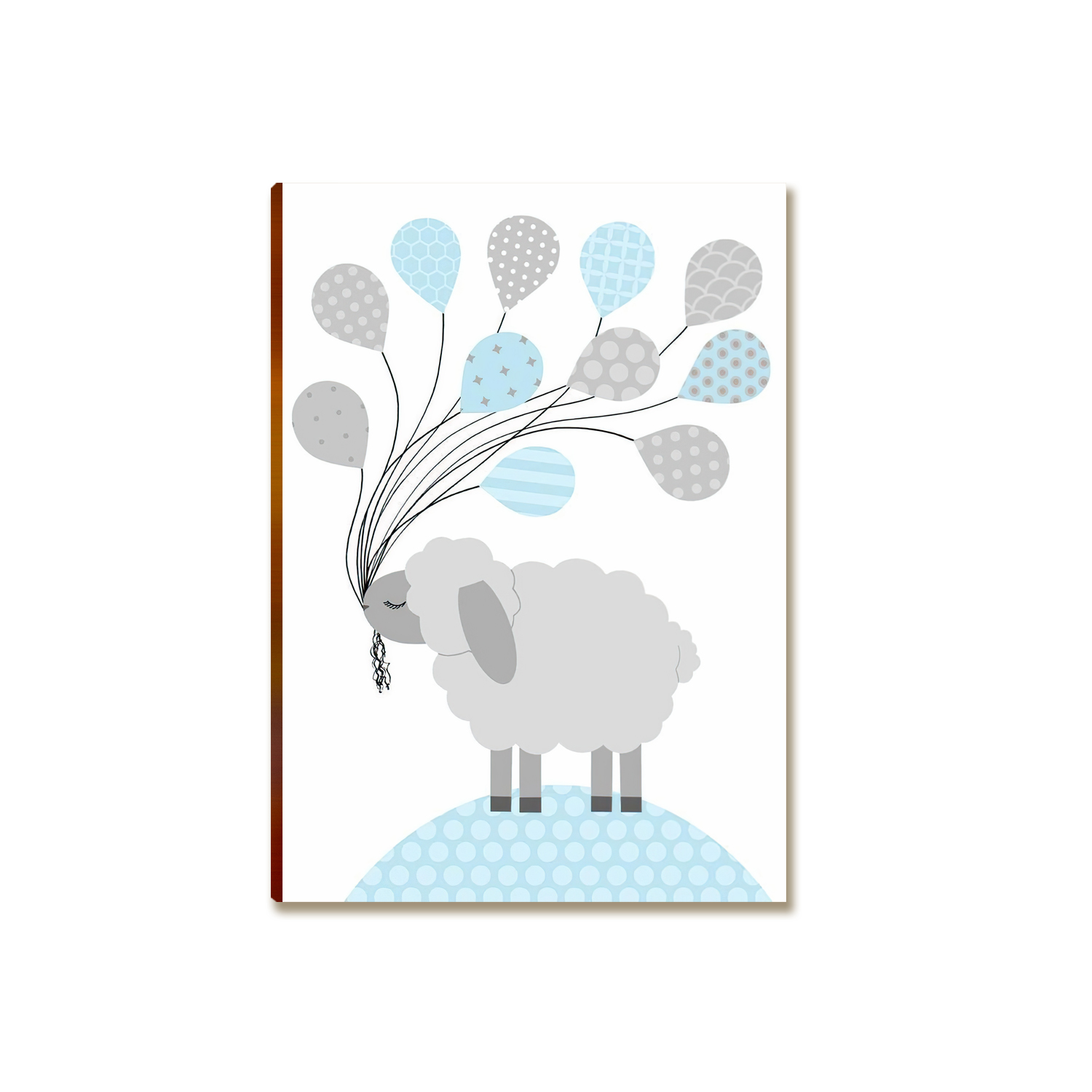 Placa MDF Infantil Ovelhinha Balões Azul Quarto Bebê A4 Deco