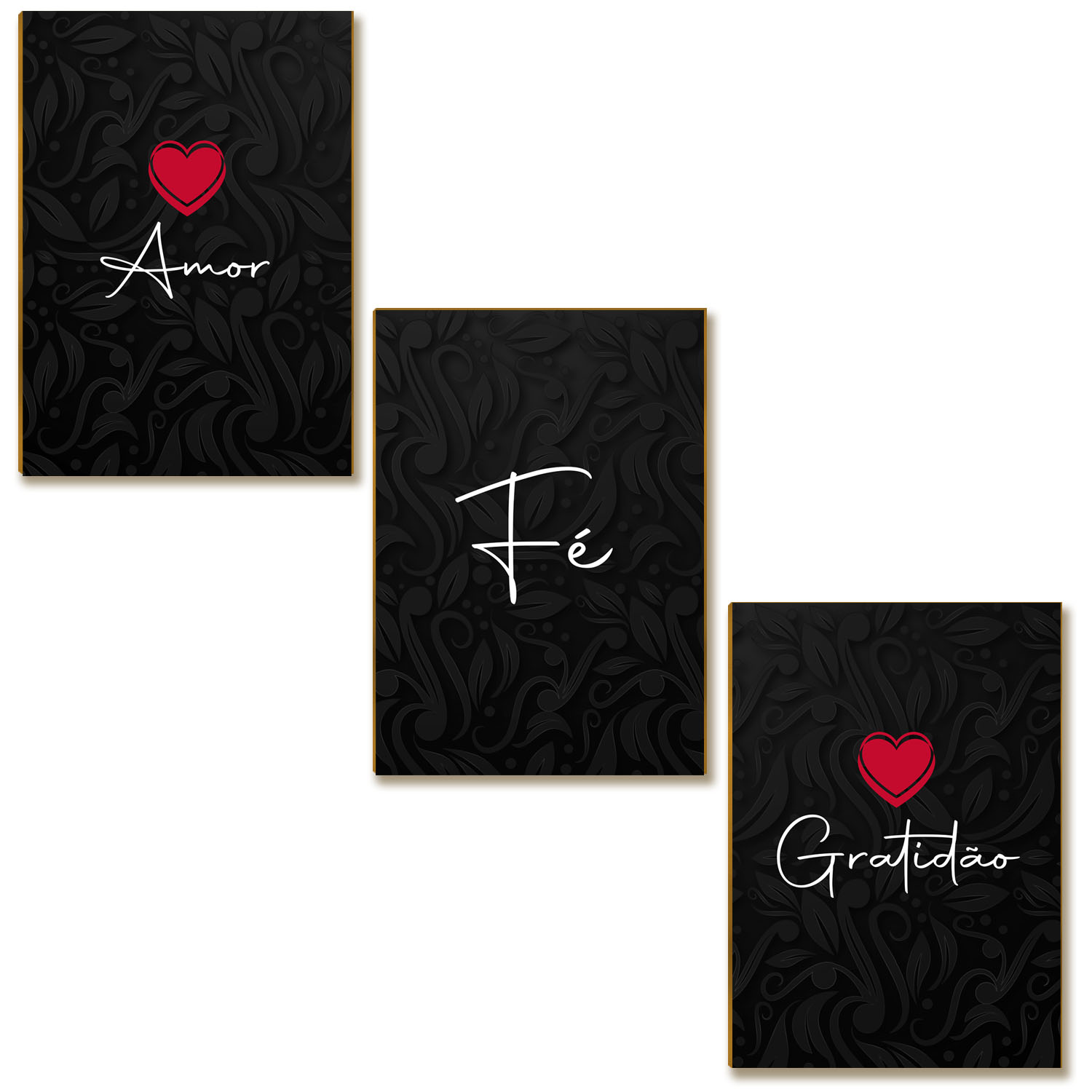 Kit 03 Placas MDF Amor Fé Gratidão Decoração Tam A4  AR5