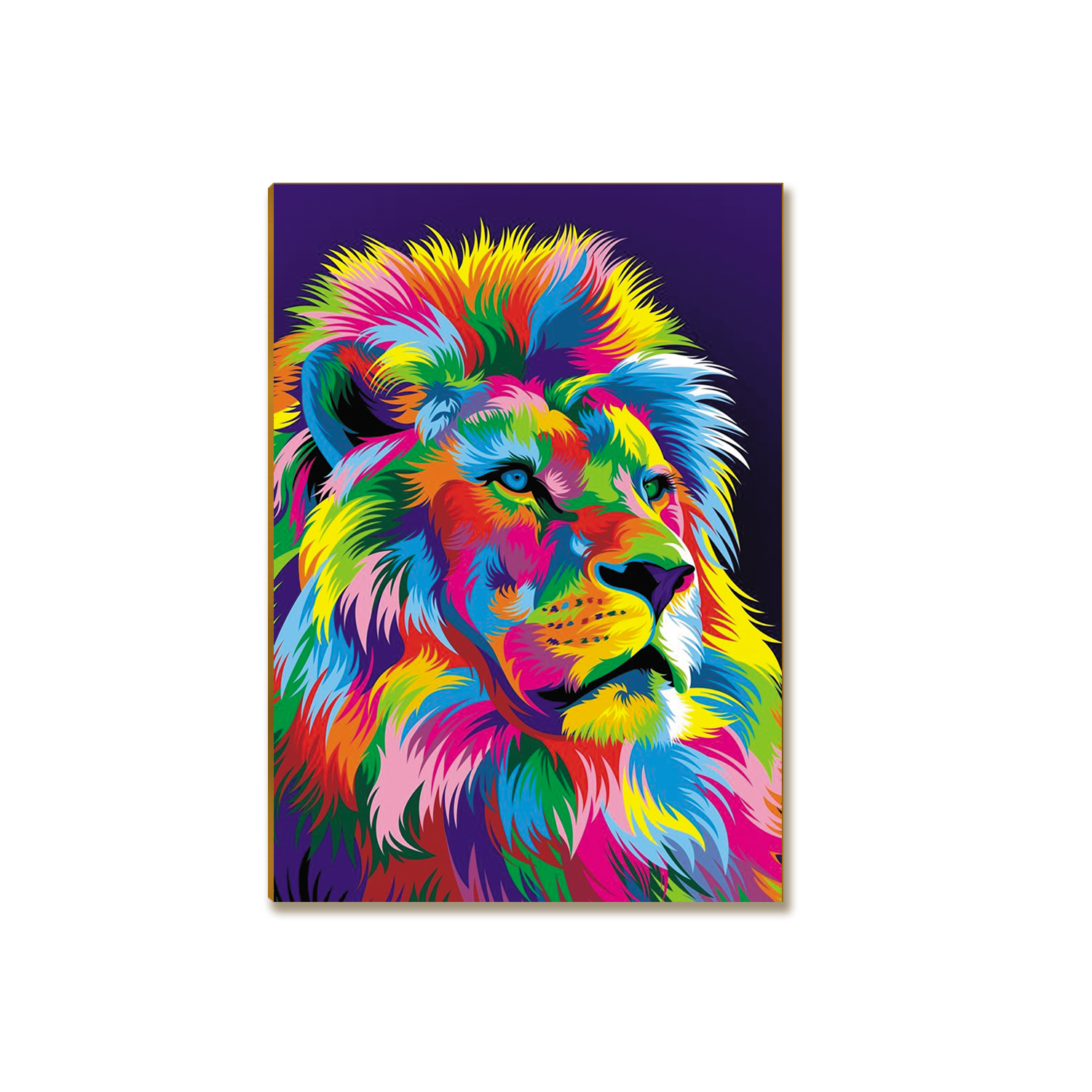 Placa Decorativa MDF Leão Colorido Arte Moderna Tam A4 LE1