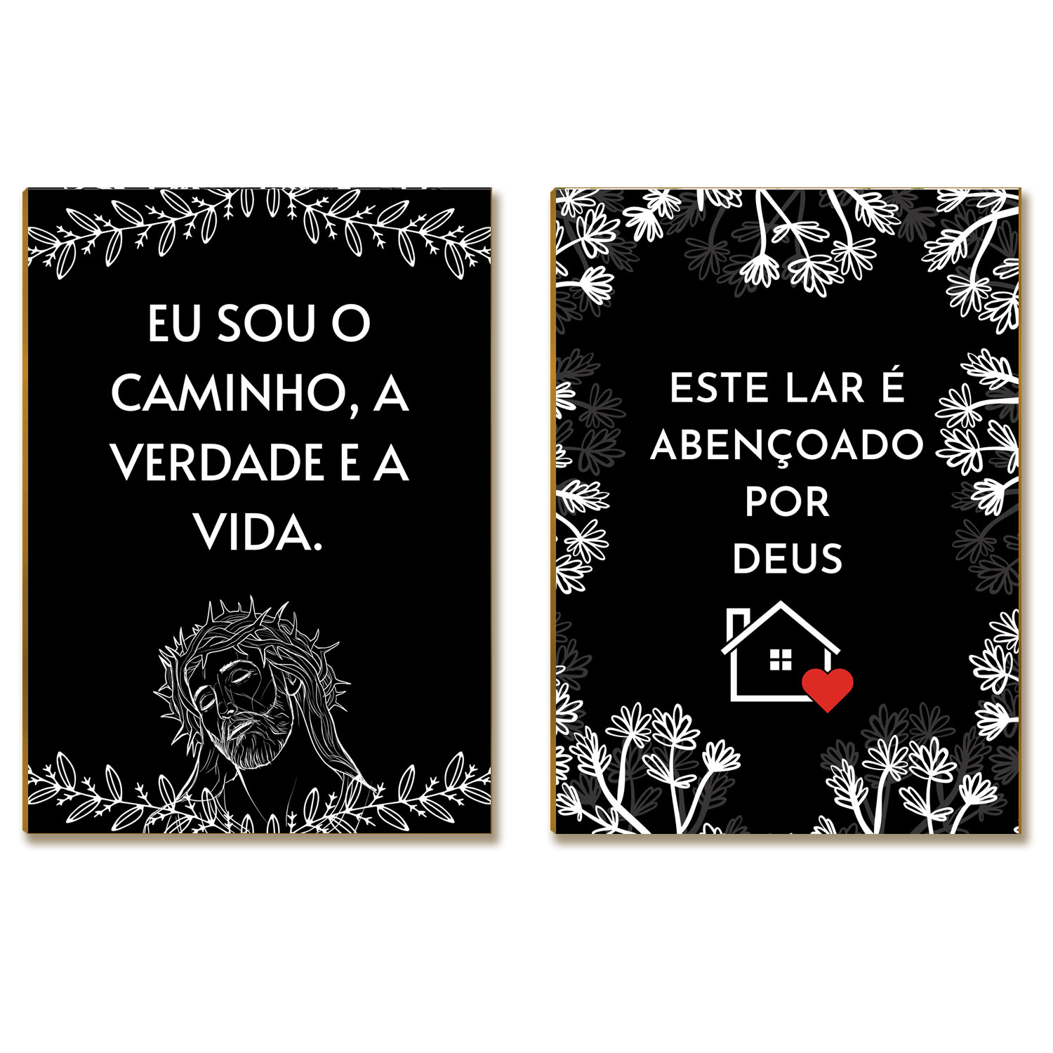 Kit 2 Placas MDF Eu sou o Caminho Jesus Cristão Amor FE11