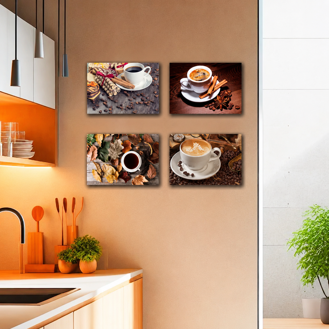 Kit 10 Quadros Decoração Placa MDF Tam A4 Copa Cozinha Café Cor:CZ8