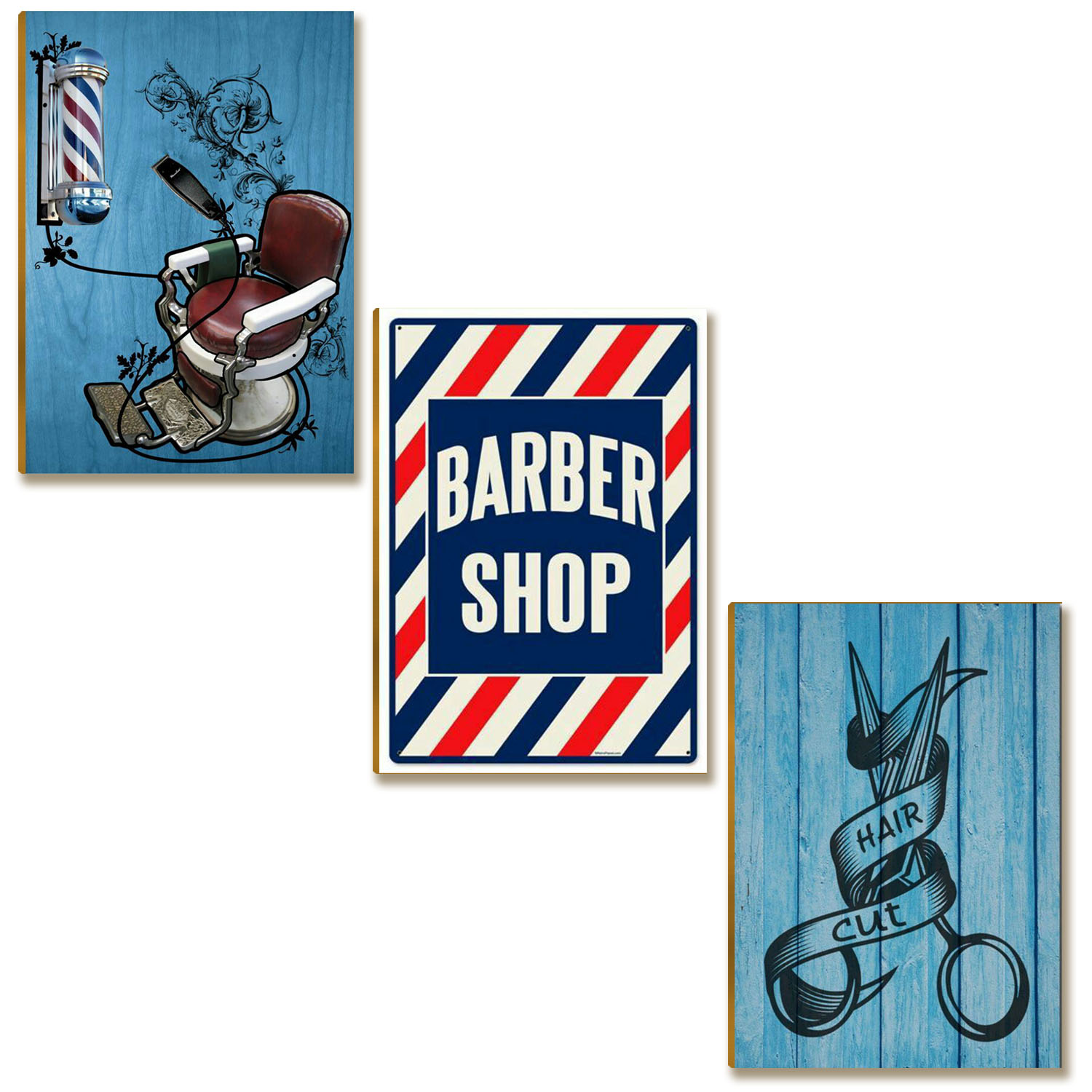 Kit 3 Placas MDF Barbearia Vintage Pronto para Instalar BR34