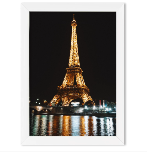 Quadro Decorativo Torre Eiffel Tam A3 Moldura em Madeira(T1) Cor:Marrom escuro