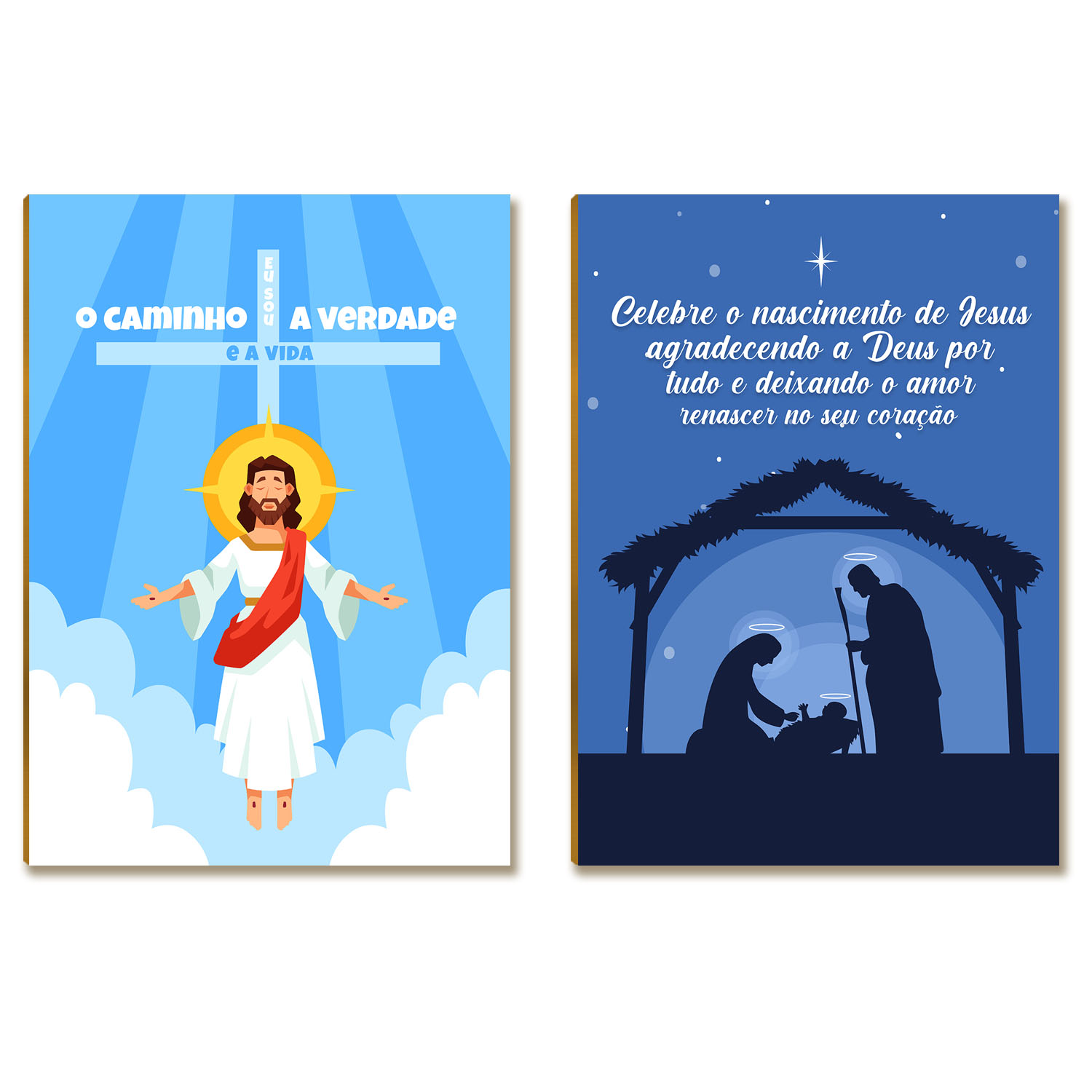 Kit 2 Placas MDF Frases Motivacionais Cristãs Tam A4 FE9