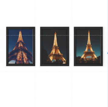 03 Quadros Decorativo Torre Eiffel A3 Moldura em Madeira(kit03) Cor:Preta