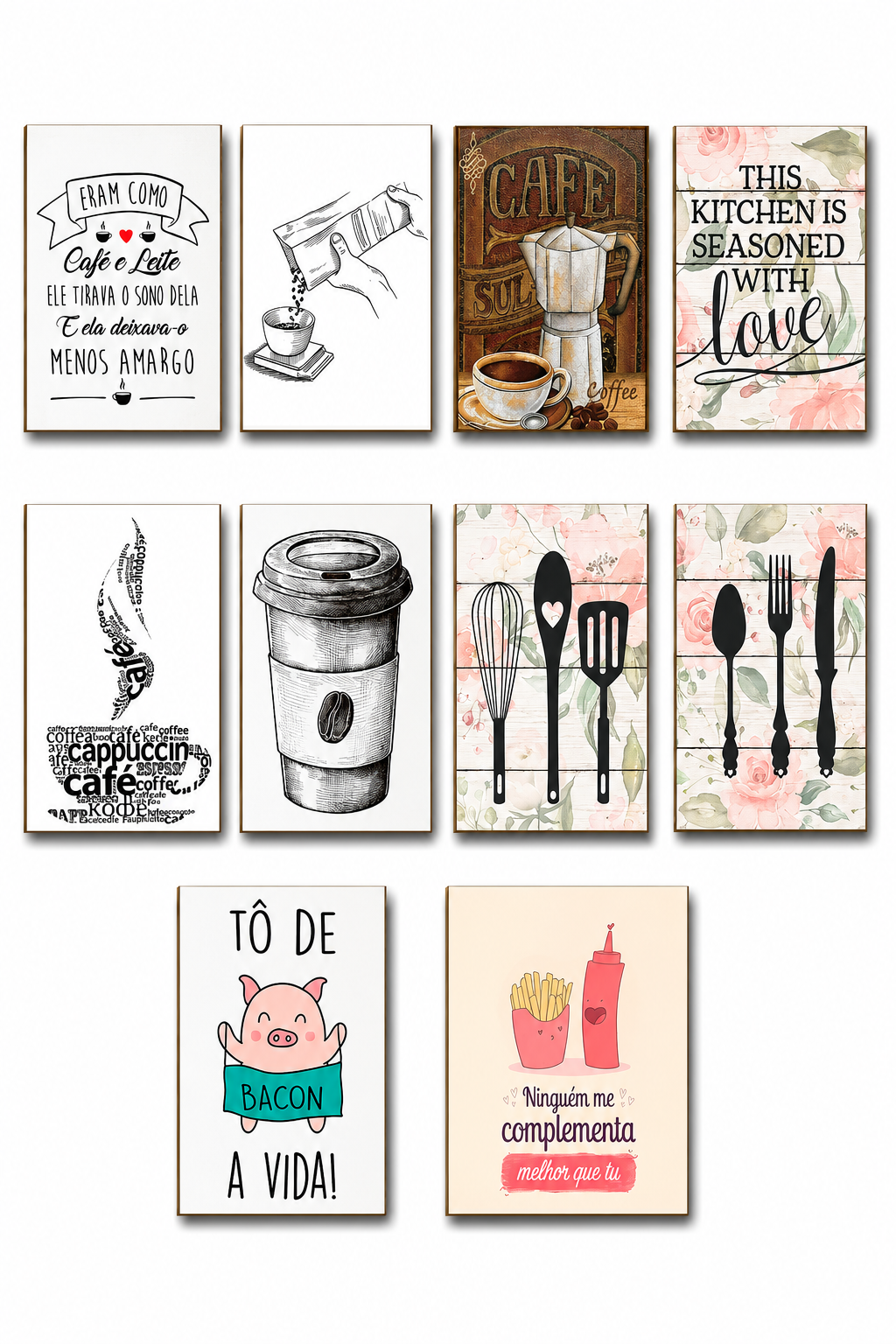 Kit 10 Quadros Decoração MDF 3mm Cozinha Cantinho do Café